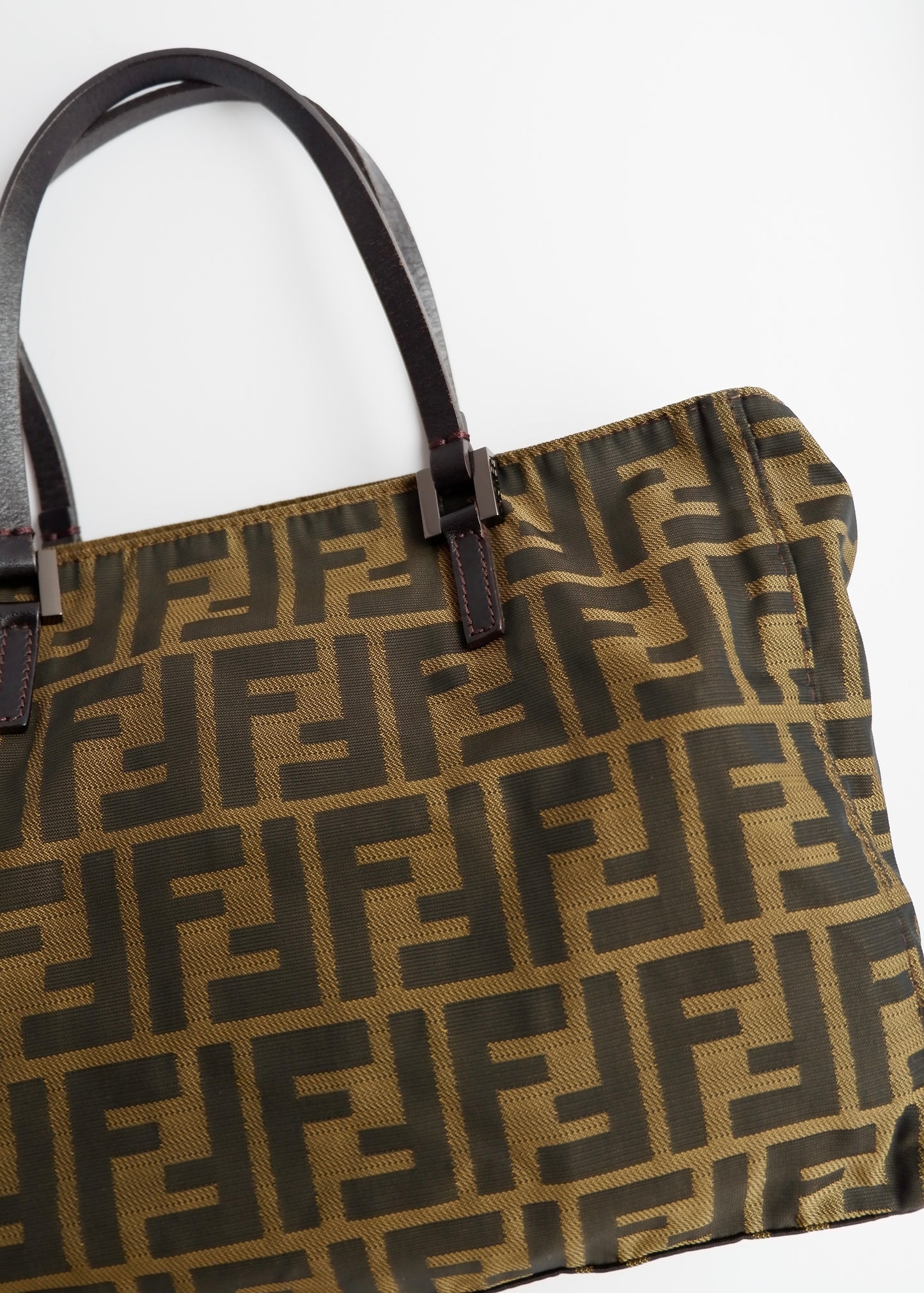 Authentic Preowned Vintage Fendi Brown Zucca Canvas Handbag