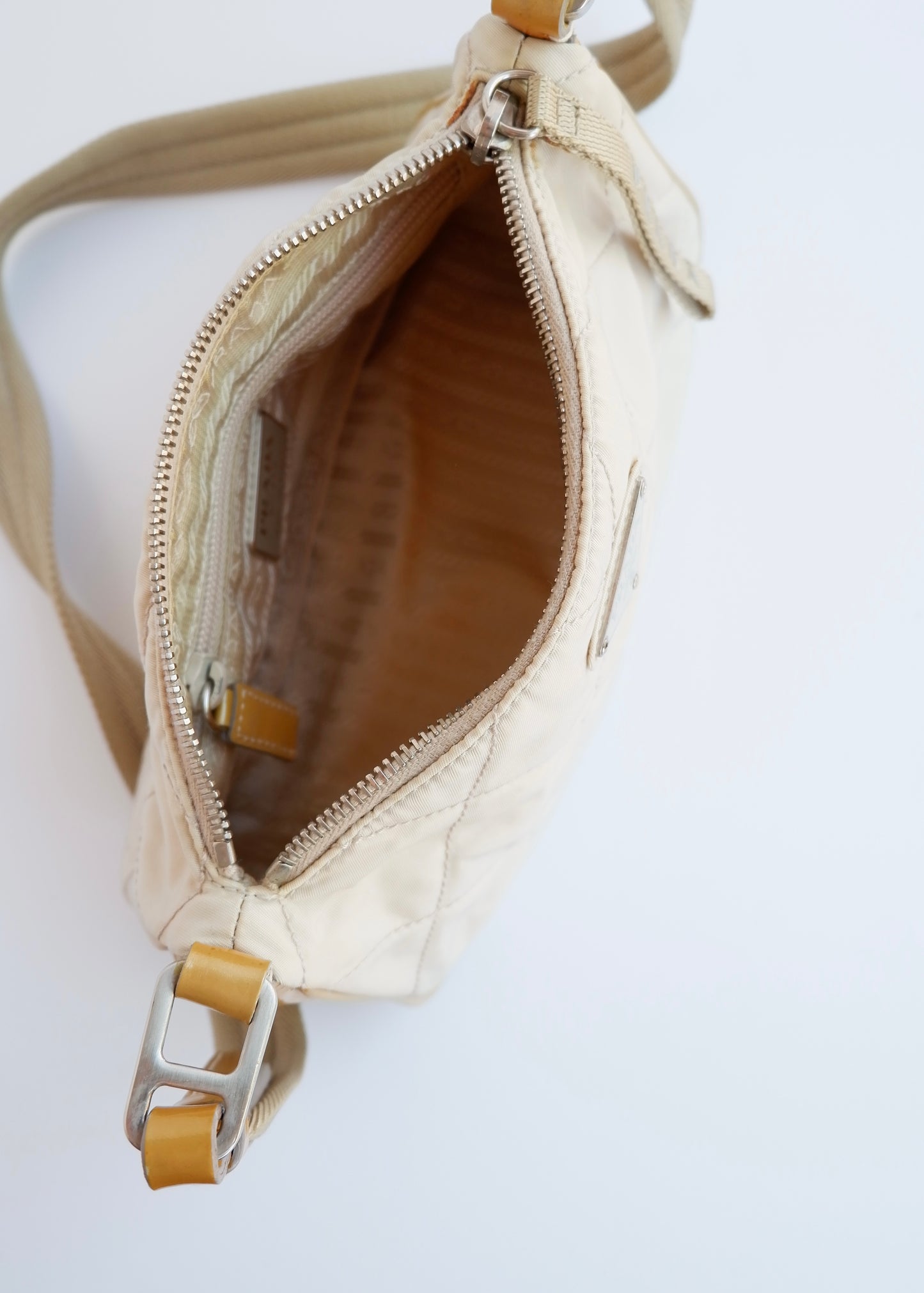 Authentic Preowned Prada Beige Quilted Nylon Crossbody Bag