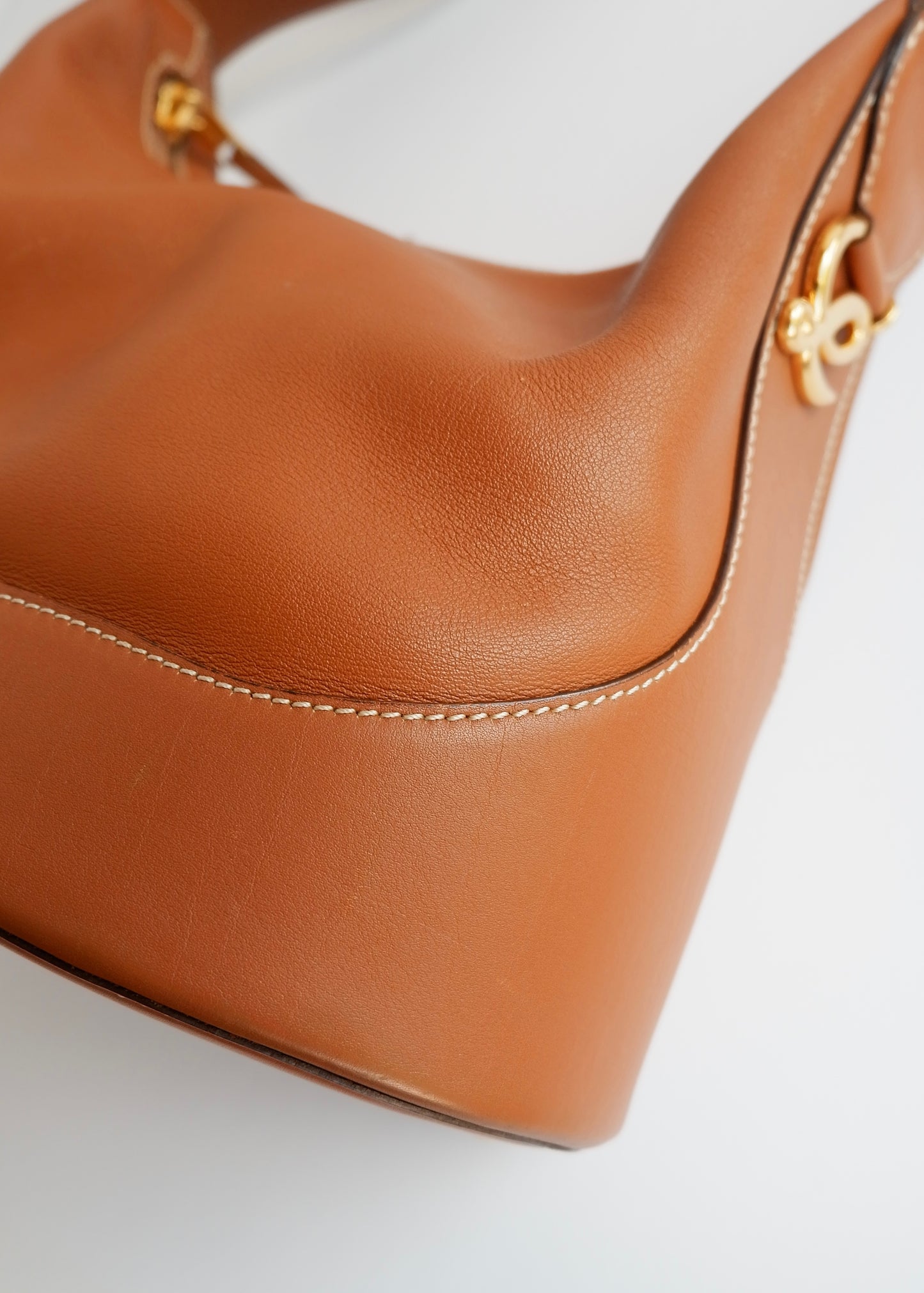 Authentic Preowned Vintage Loewe Chestnut Brown Leather Shoulder Bag