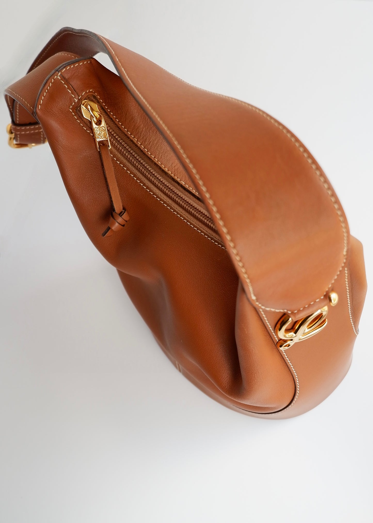 Authentic Preowned Vintage Loewe Chestnut Brown Leather Shoulder Bag