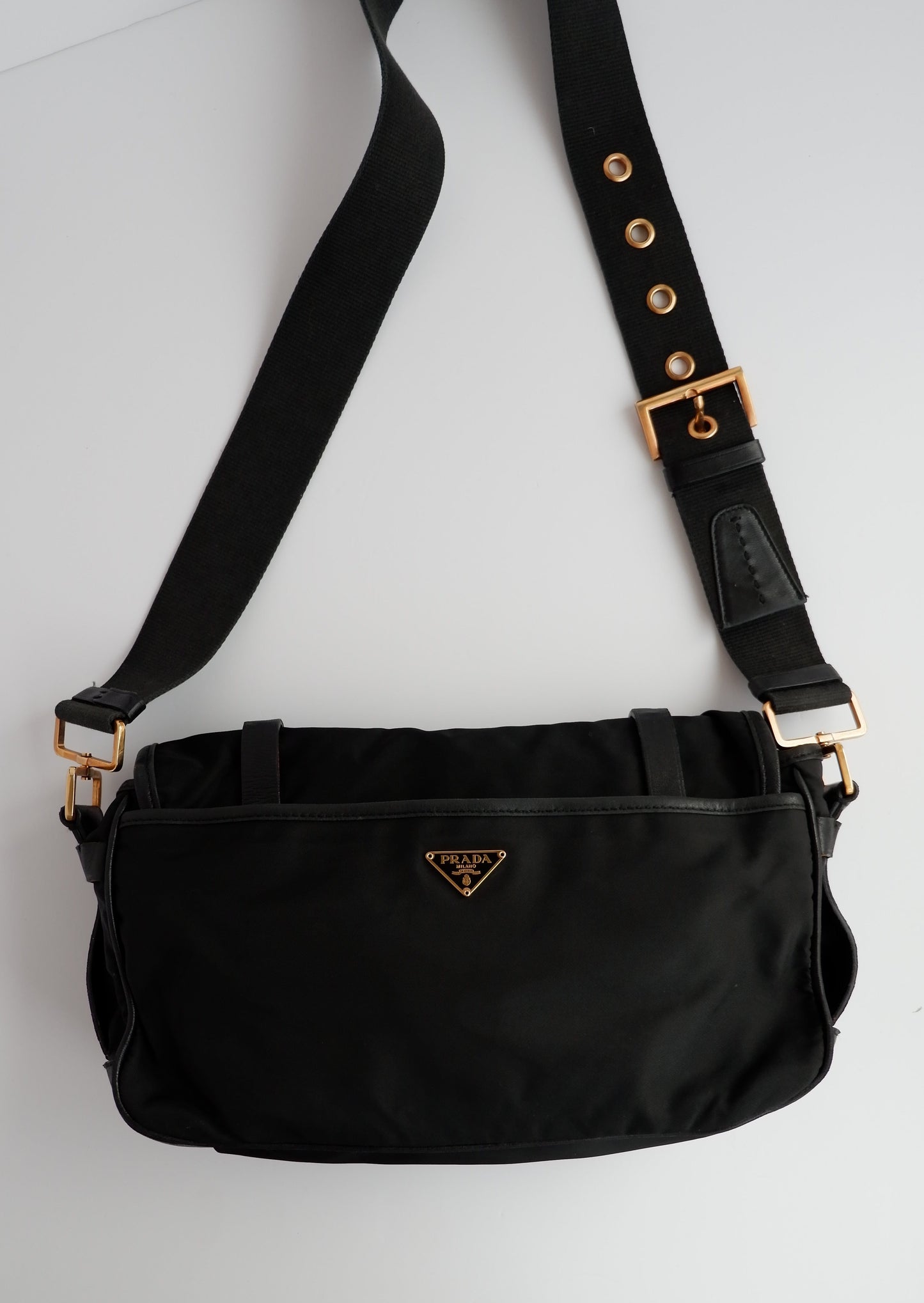 Authentic Preowned Prada Black Nylon/Leather Messenger Bag
