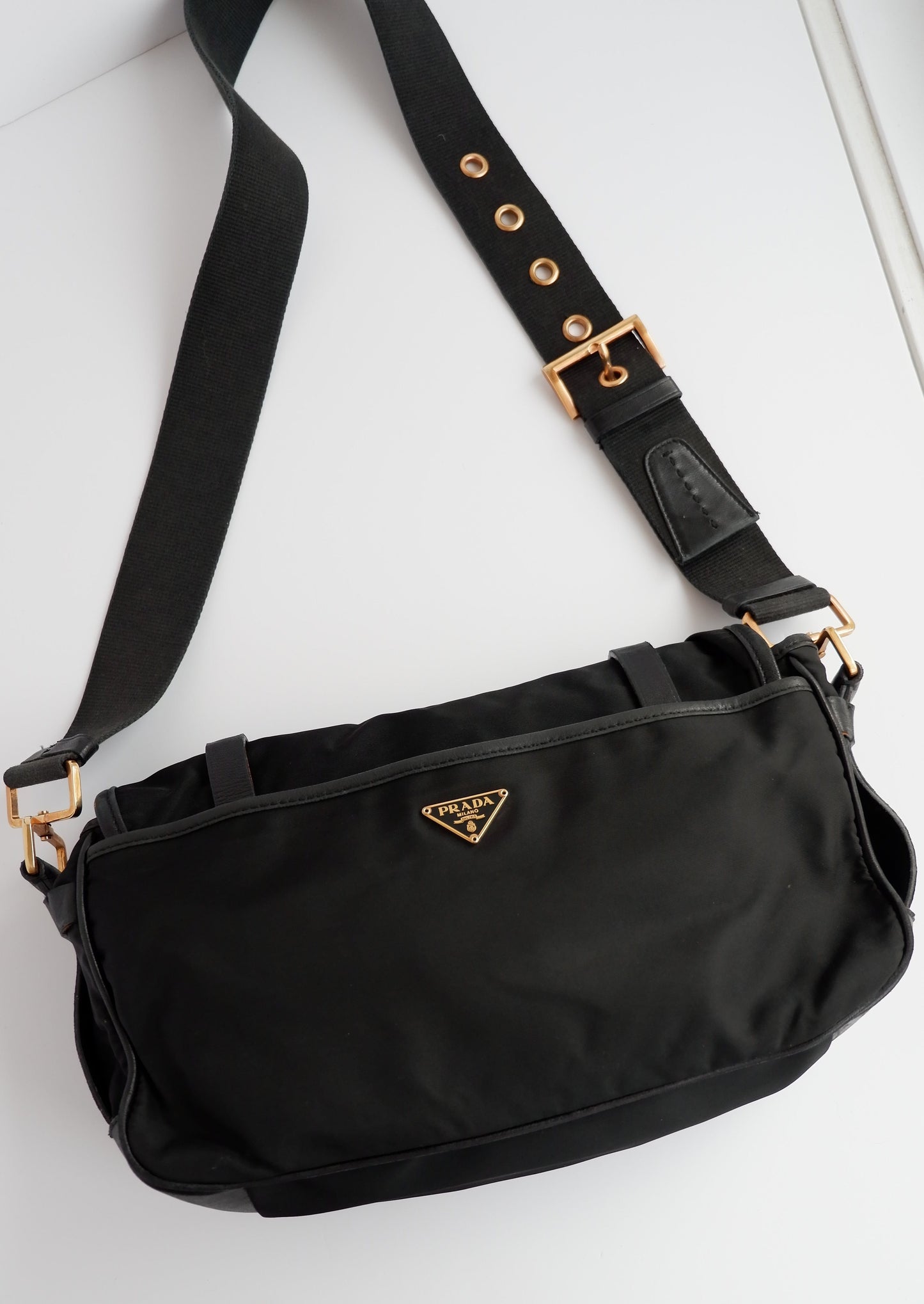 Authentic Preowned Prada Black Nylon/Leather Messenger Bag