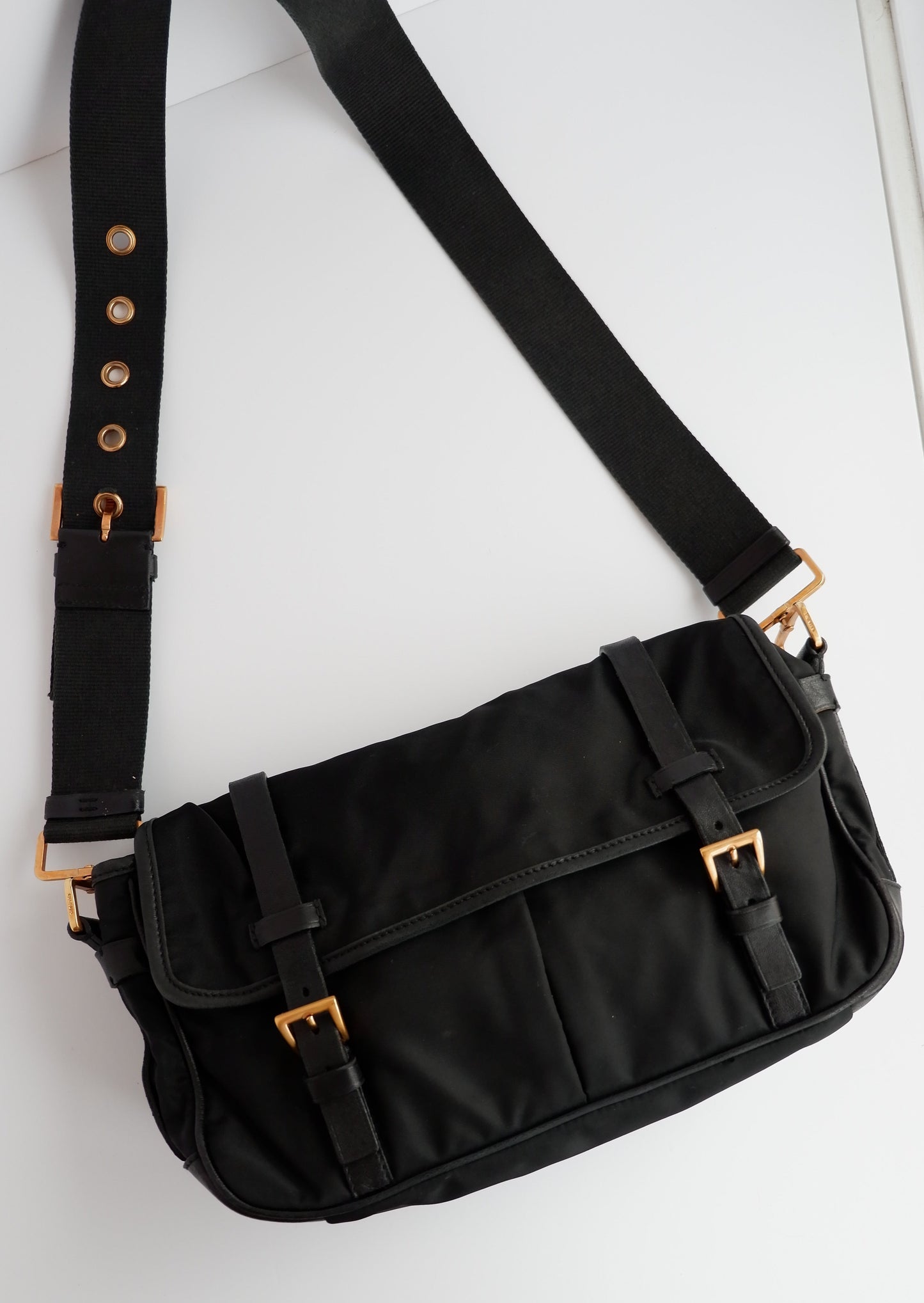 Authentic Preowned Prada Black Nylon/Leather Messenger Bag