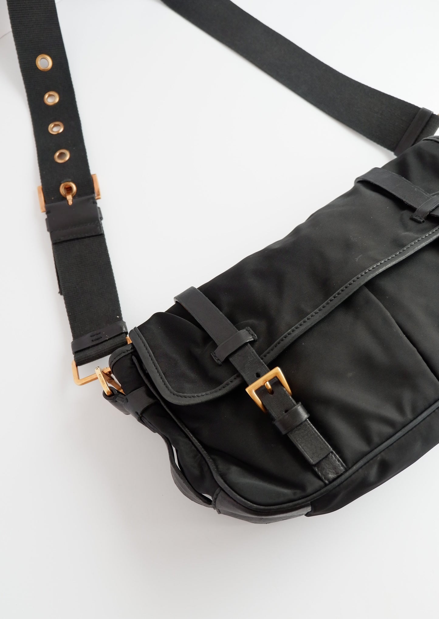 Authentic Preowned Prada Black Nylon/Leather Messenger Bag