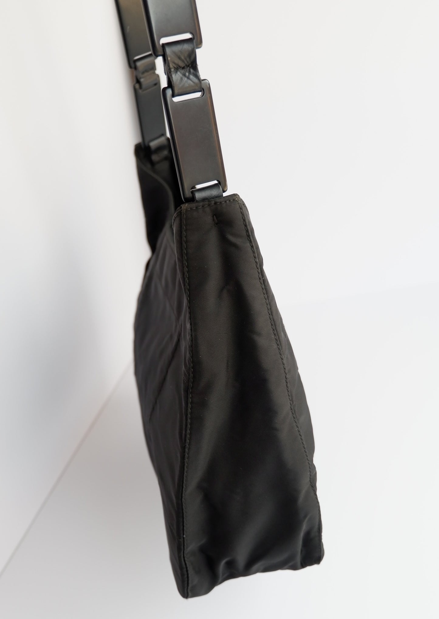 Authentic Preowned Prada Black Nylon Plastic Long Strap Shoulder Bag