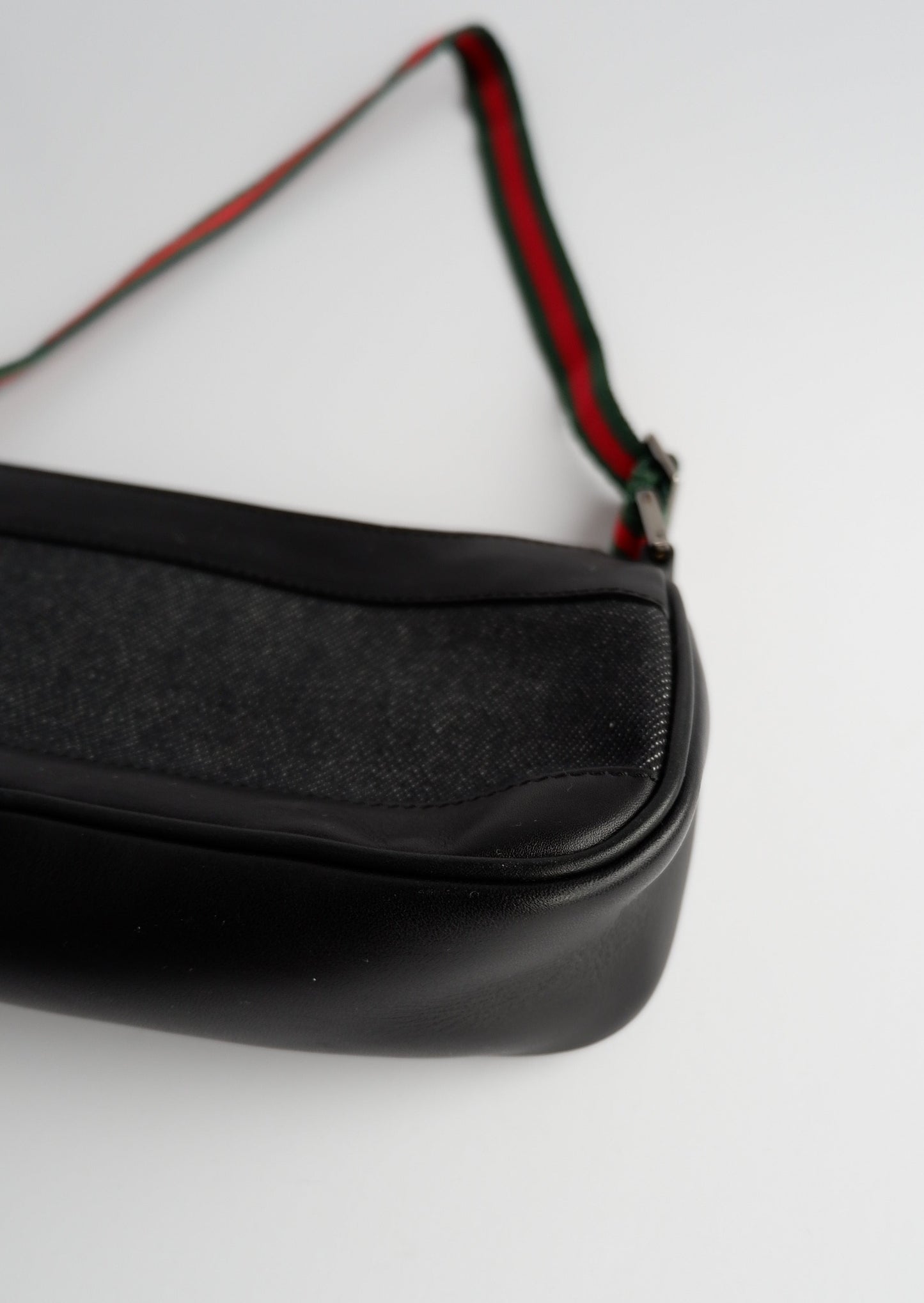 Authentic Preowned Gucci Black Denim / Leather Micro Shoulder Bag