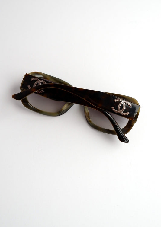 Authentic Preowned Chanel Brown Tortoise Square Frame Sunglasses