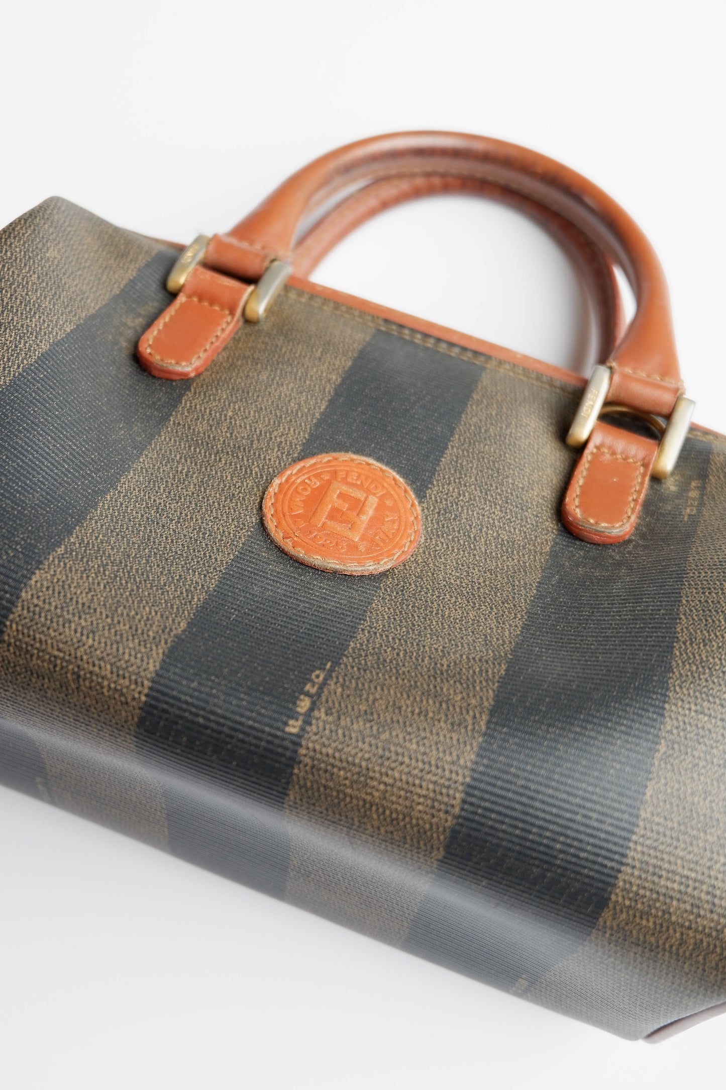 Authentic Preowned Vintage Fendi Mini Pequin Boston Bag