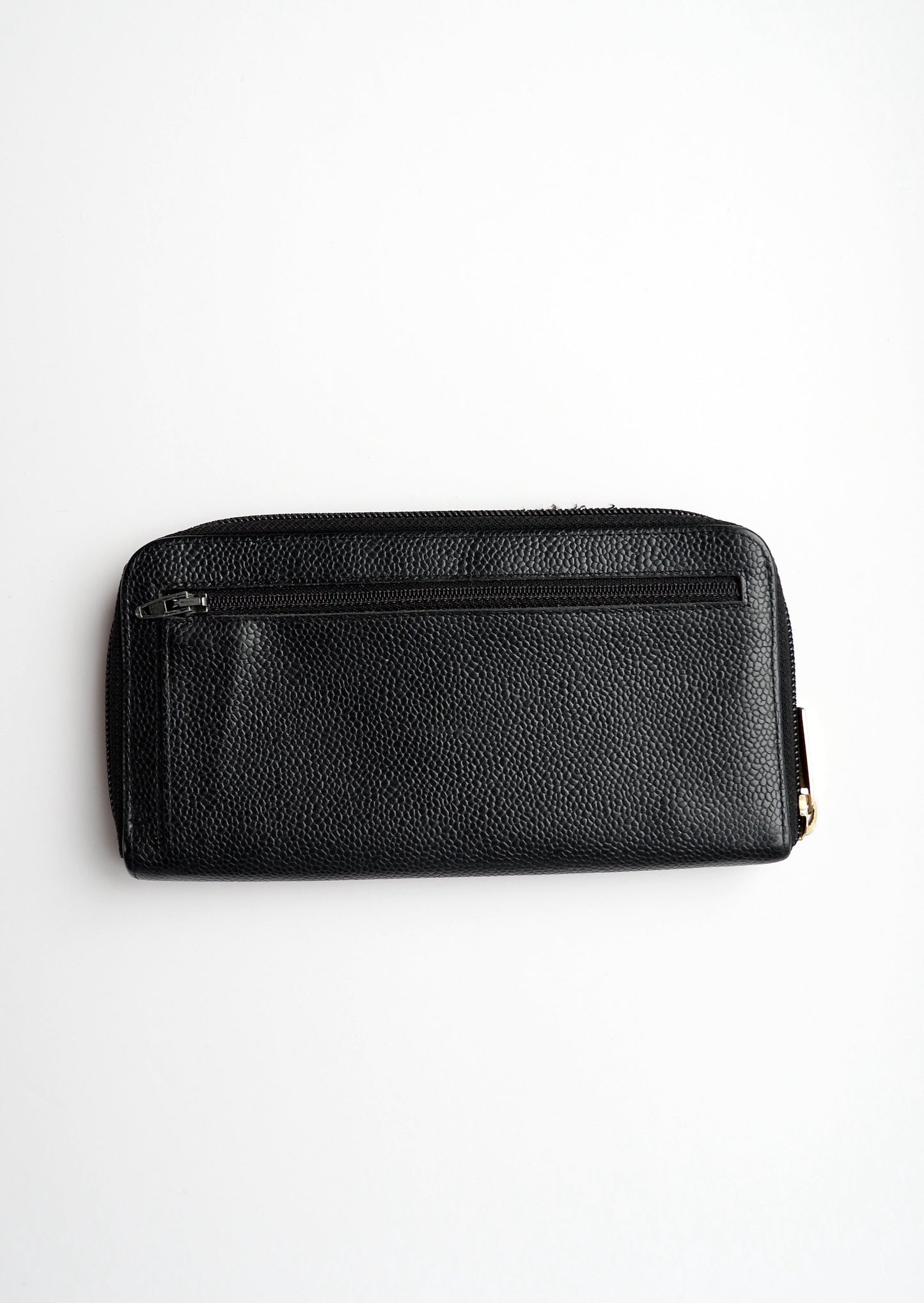 Authentic Preowned Chanel Black Caviar Zip Around Wallet - GHW