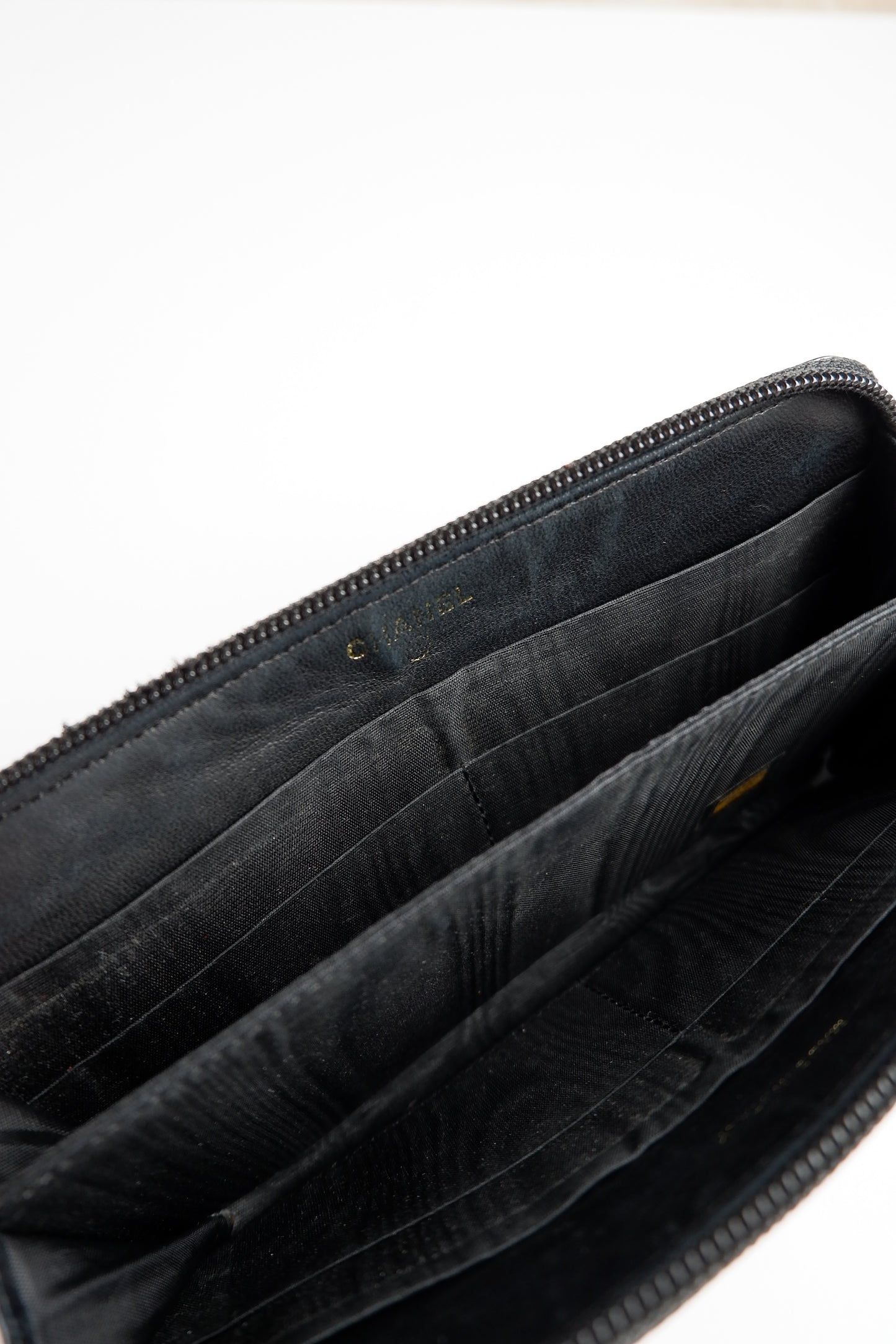 Authentic Preowned Chanel Black Caviar Zip Around Wallet - GHW