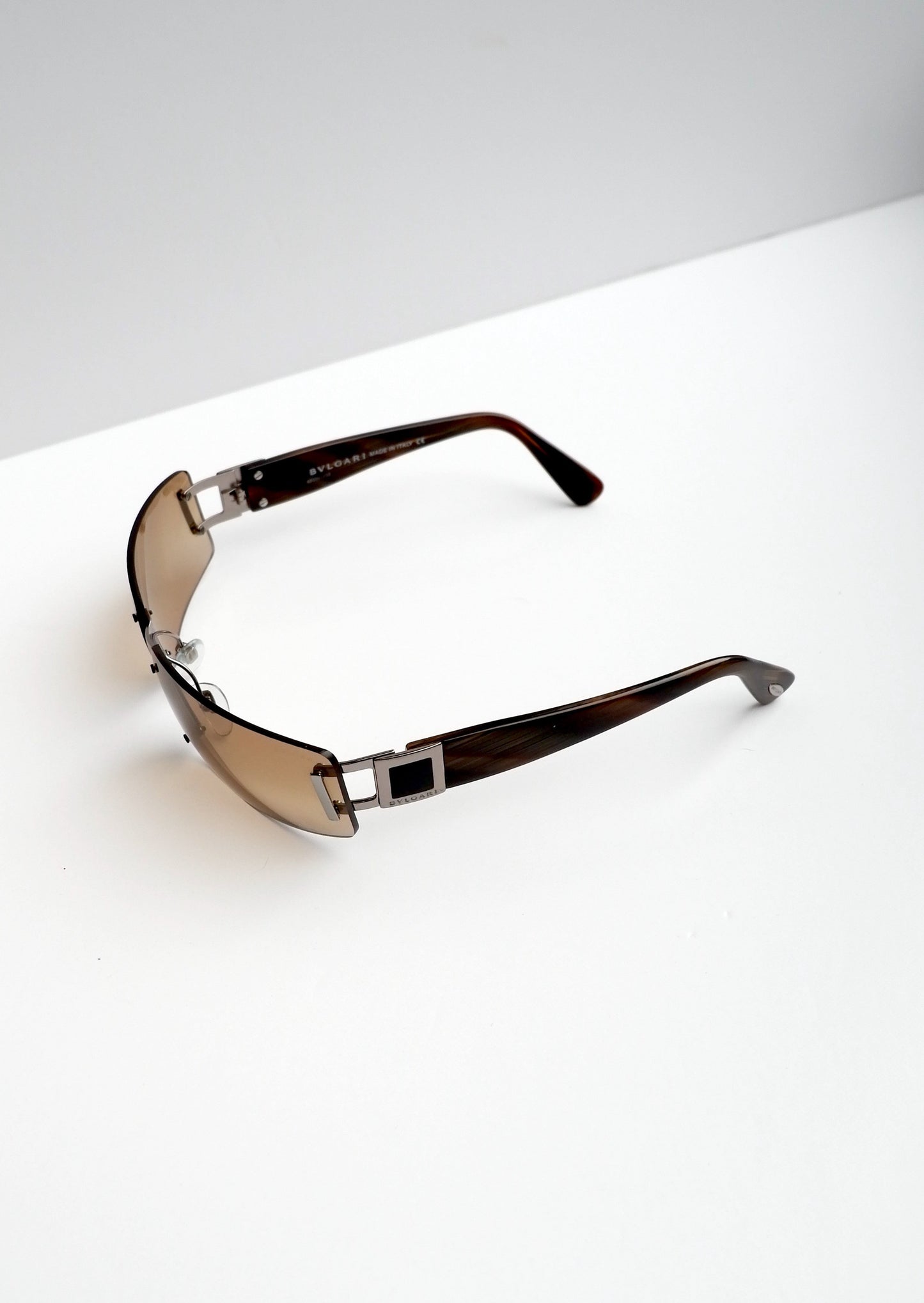 Authentic Preowned Vintage Bvlgari Brown Metal Square Frame Sunglasses