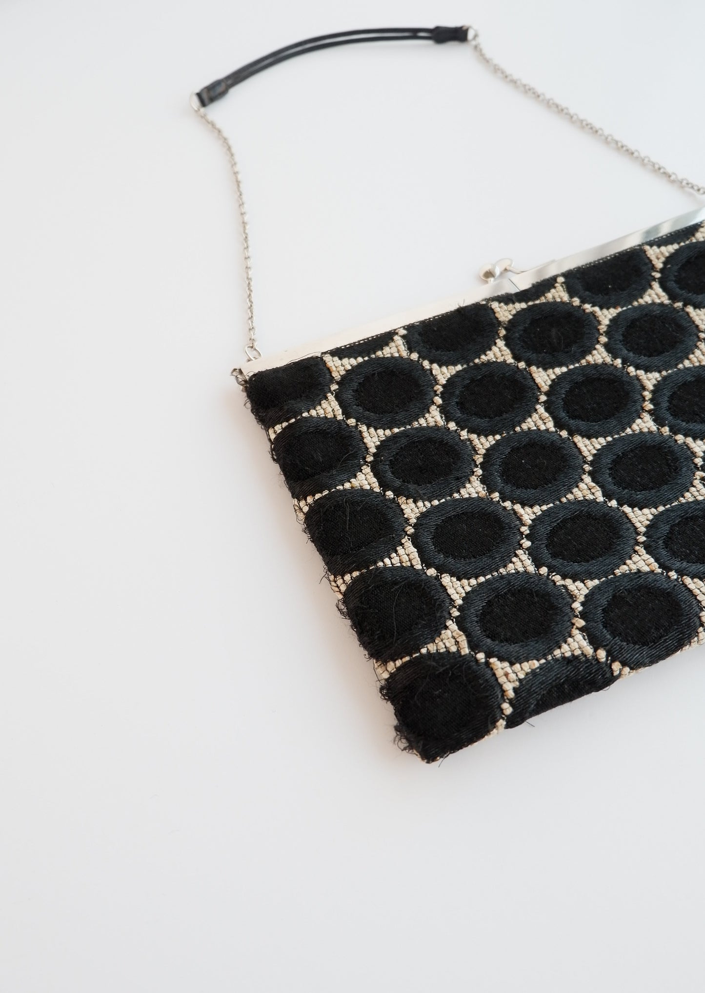 Authentic Preowned Prada Black / White Circle Print Clutch / Bag