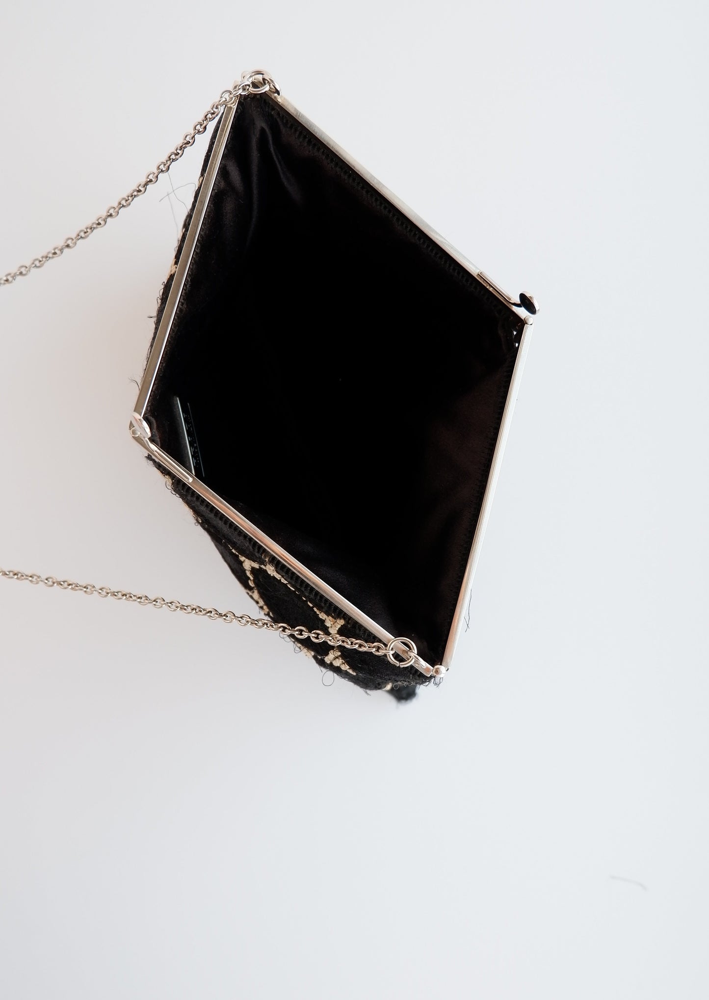 Authentic Preowned Prada Black / White Circle Print Clutch / Bag