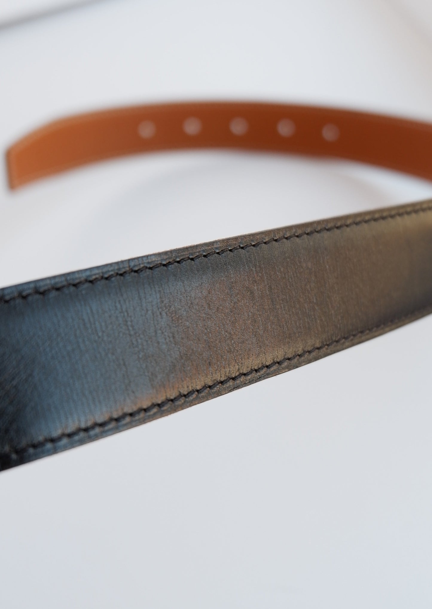 Authentic Preowned Hermes Black/Brown Constance Leather Reversible H Belt SHW - 85