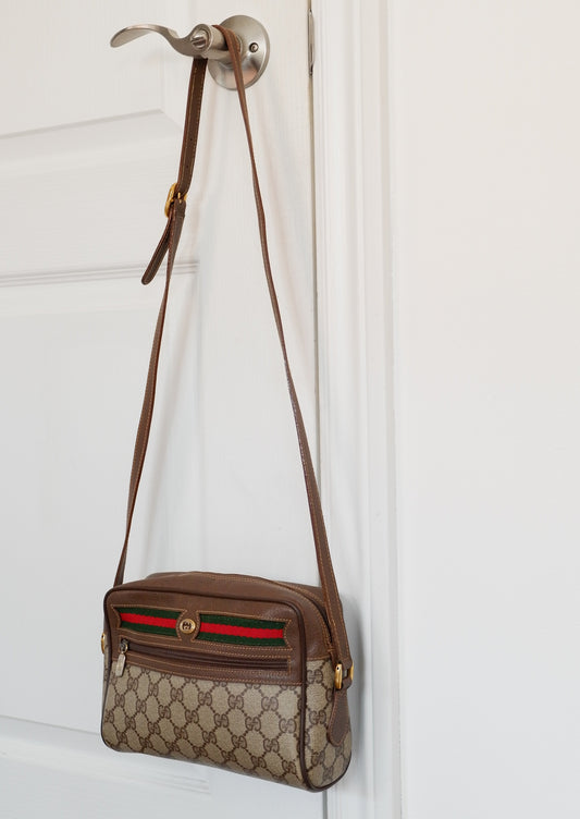 Authentic Preowned Vintage Gucci GG Canvas Crossbody Bag