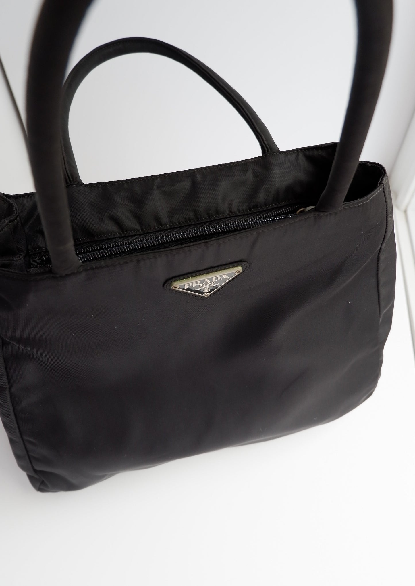 Authentic Preowned Vintage Prada Black Nylon Top Handle Tote