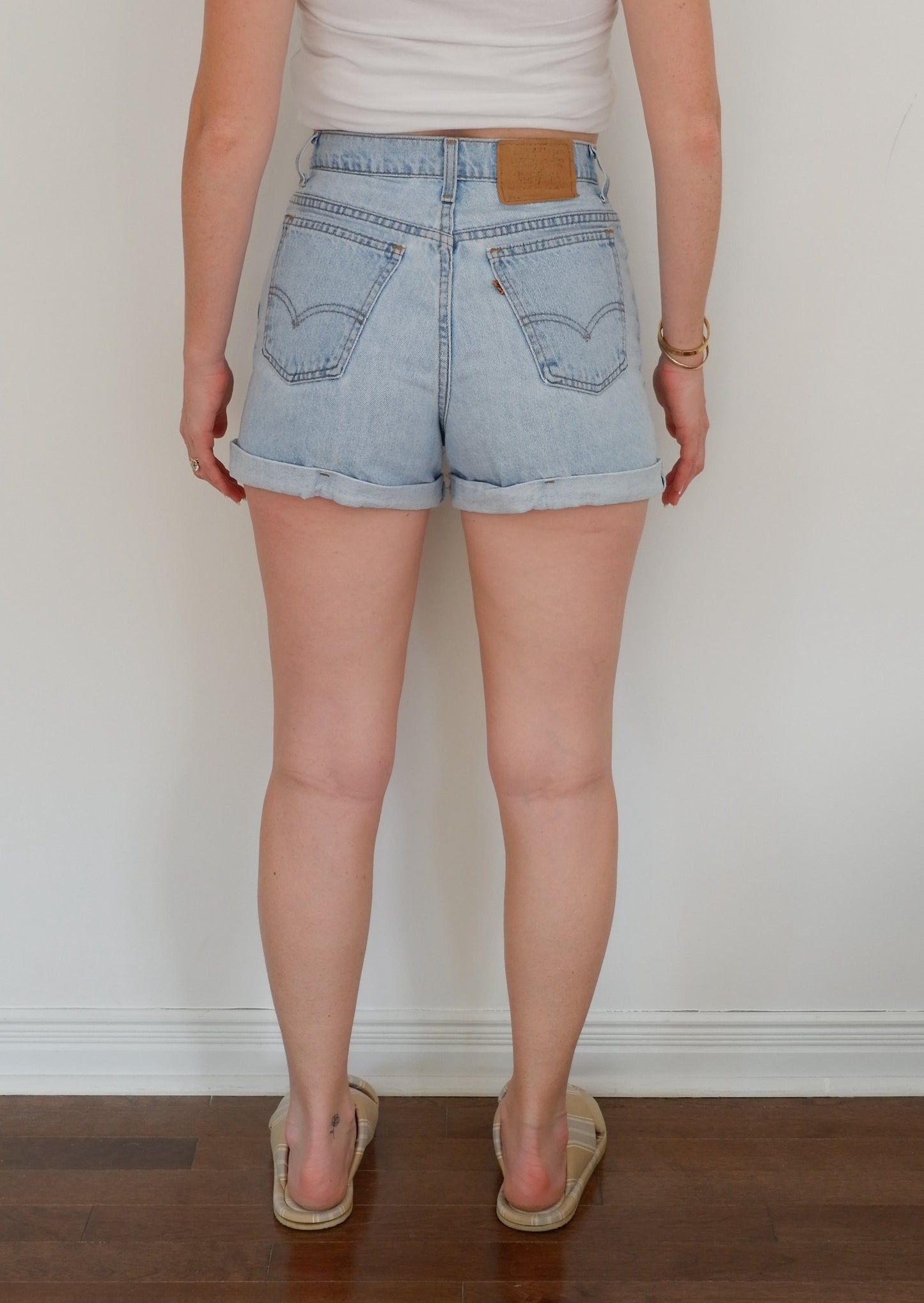Levis Vintage 954 Light Wash Cuffed Jean Shorts - 27