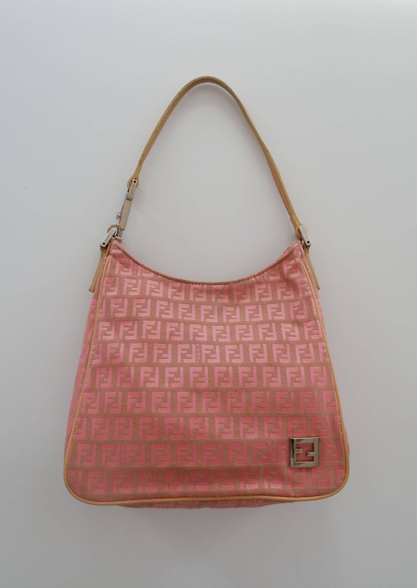 Authentic Preowned Vintage Fendi Pink Zucchino Shoulder Bag