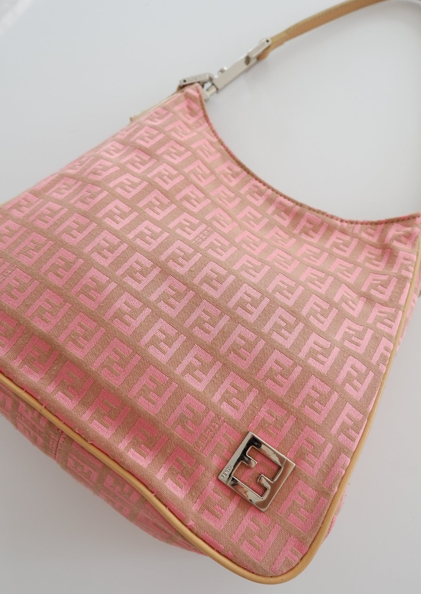 Authentic Preowned Vintage Fendi Pink Zucchino Shoulder Bag