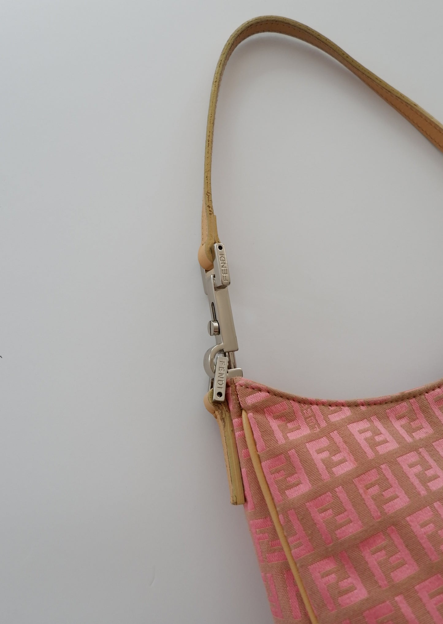 Authentic Preowned Vintage Fendi Pink Zucchino Shoulder Bag