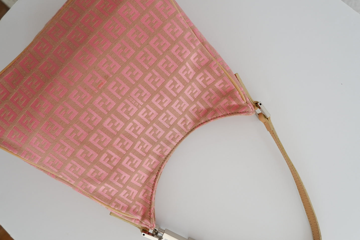 Authentic Preowned Vintage Fendi Pink Zucchino Shoulder Bag