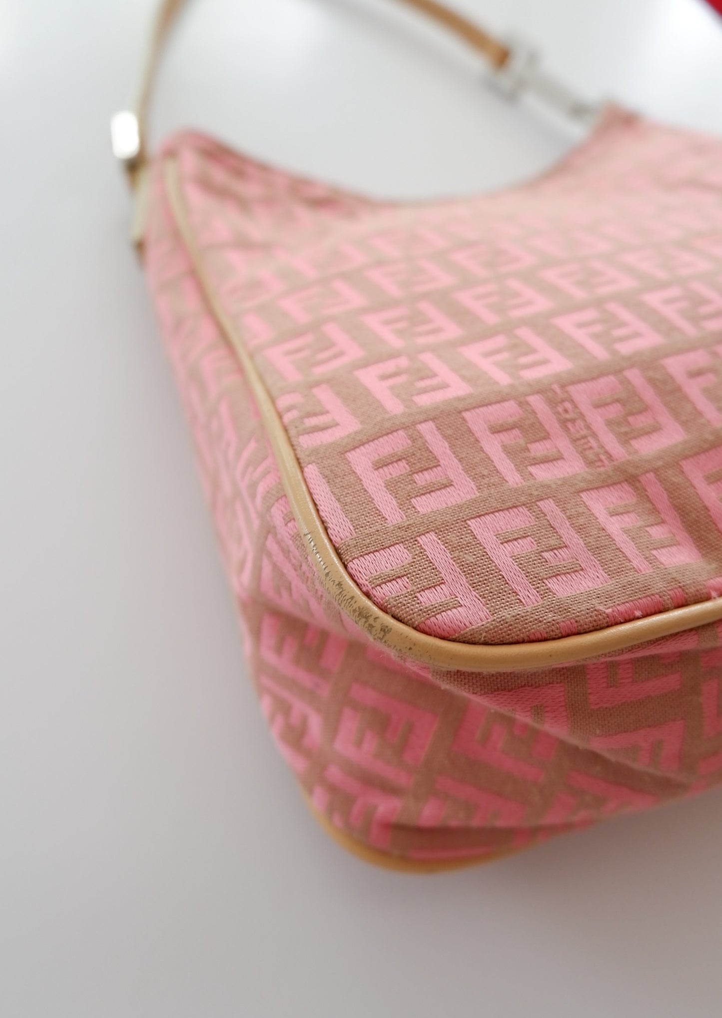 Authentic Preowned Vintage Fendi Pink Zucchino Shoulder Bag