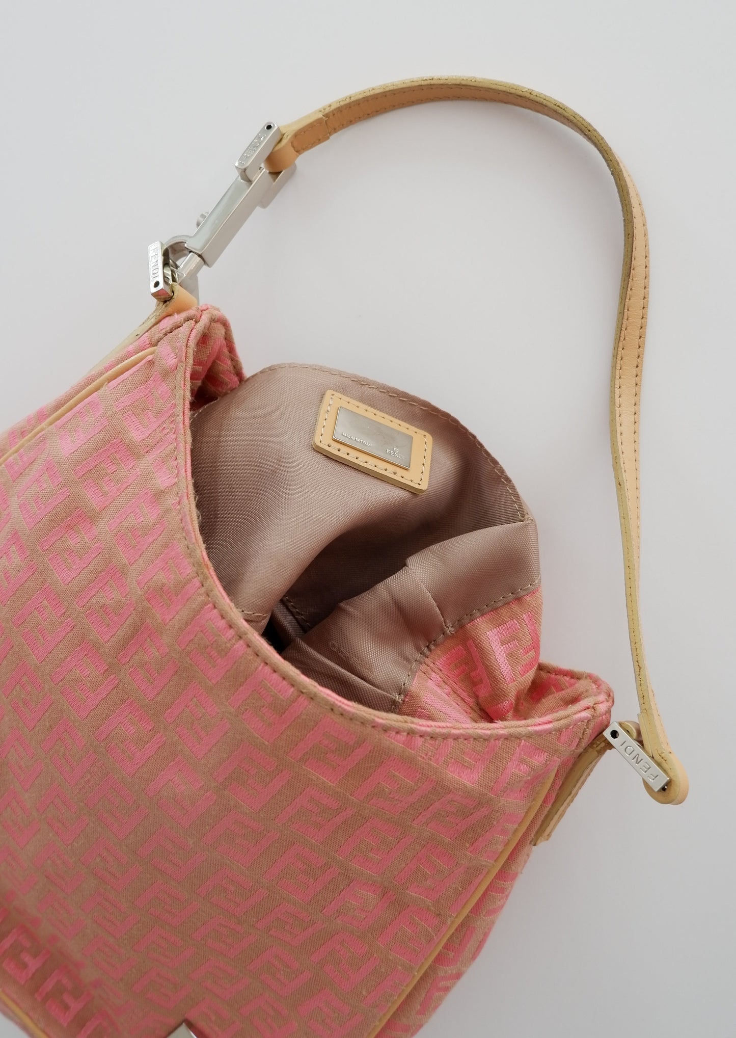 Authentic Preowned Vintage Fendi Pink Zucchino Shoulder Bag