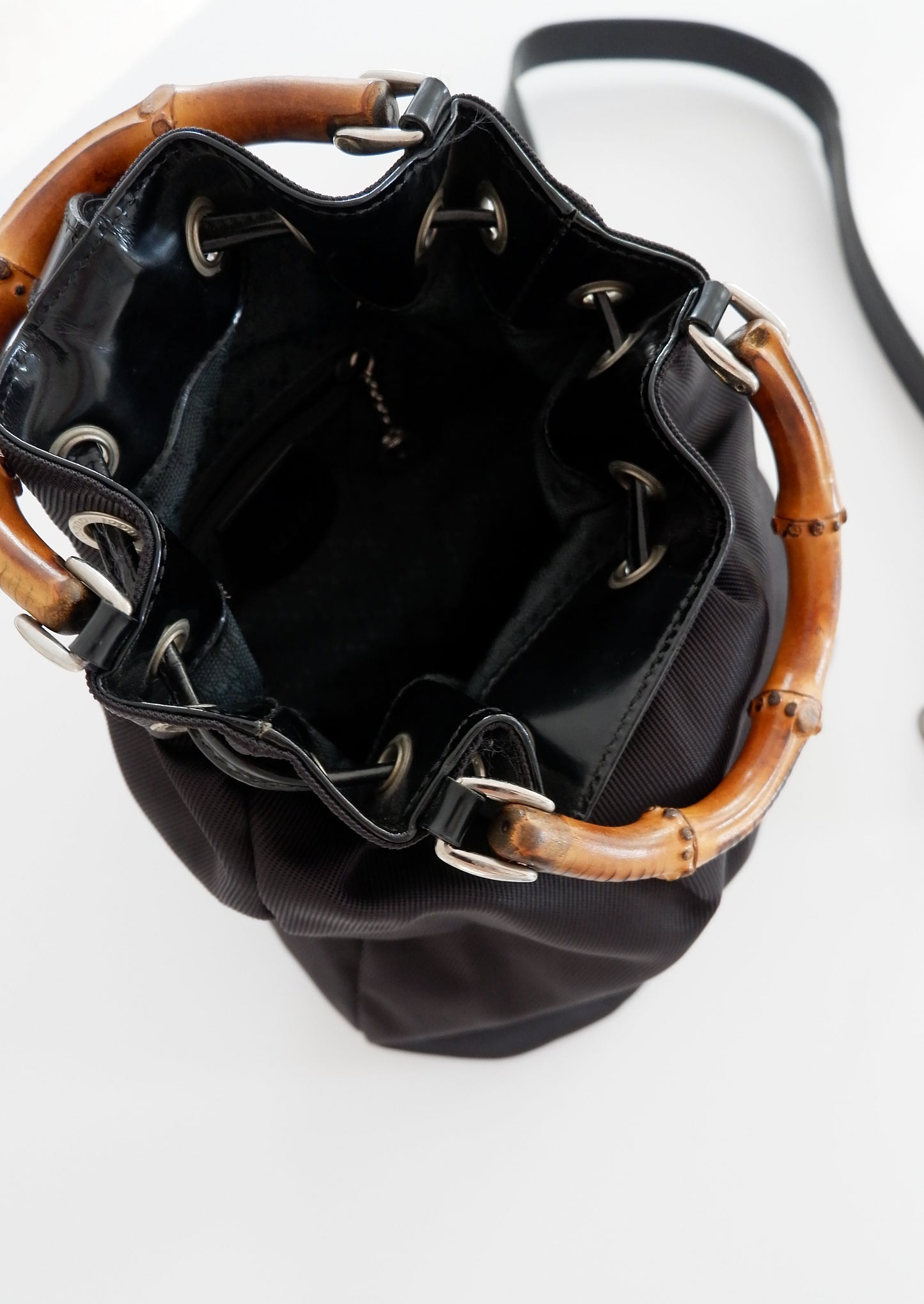 Authentic Preowned Vintage Gucci Black Bamboo Two Way Bag