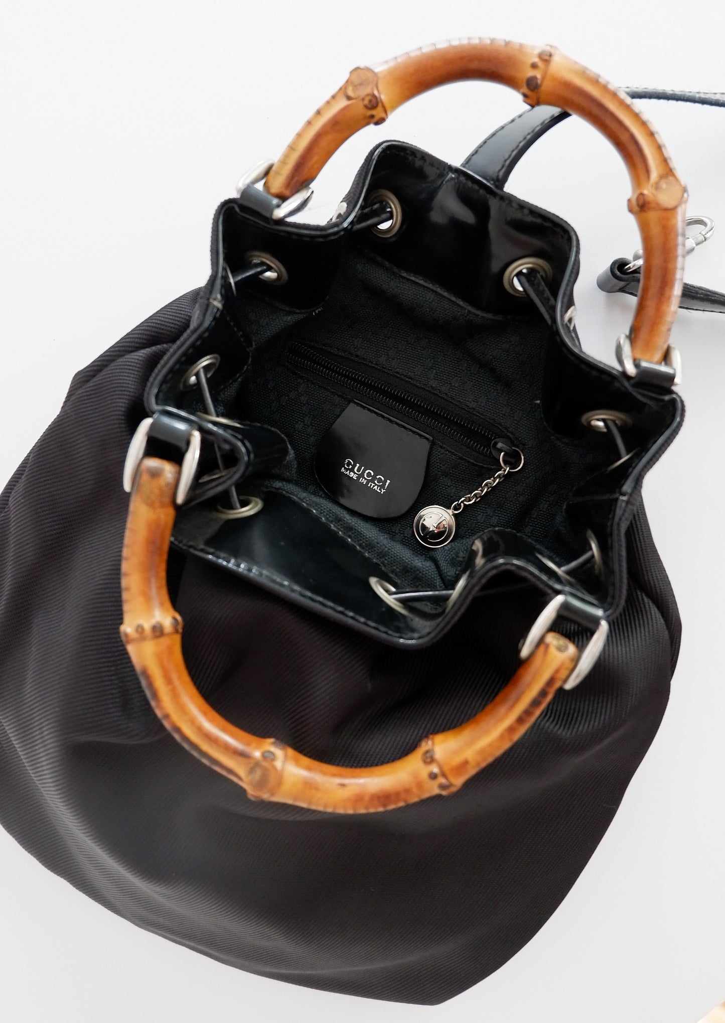Authentic Preowned Vintage Gucci Black Bamboo Two Way Bag