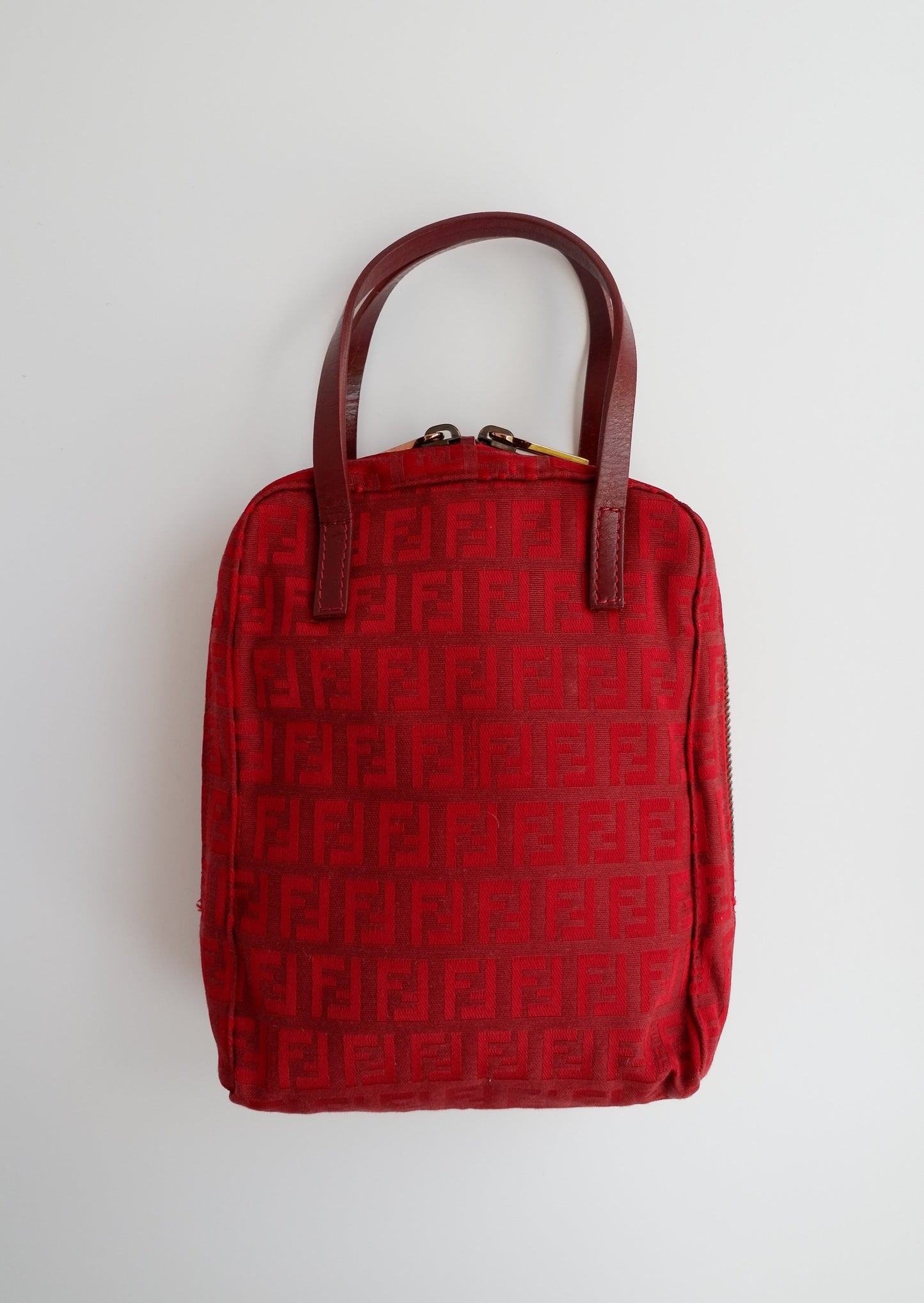 Authentic Preowned Fendi Red Zucchino Mini Handbag