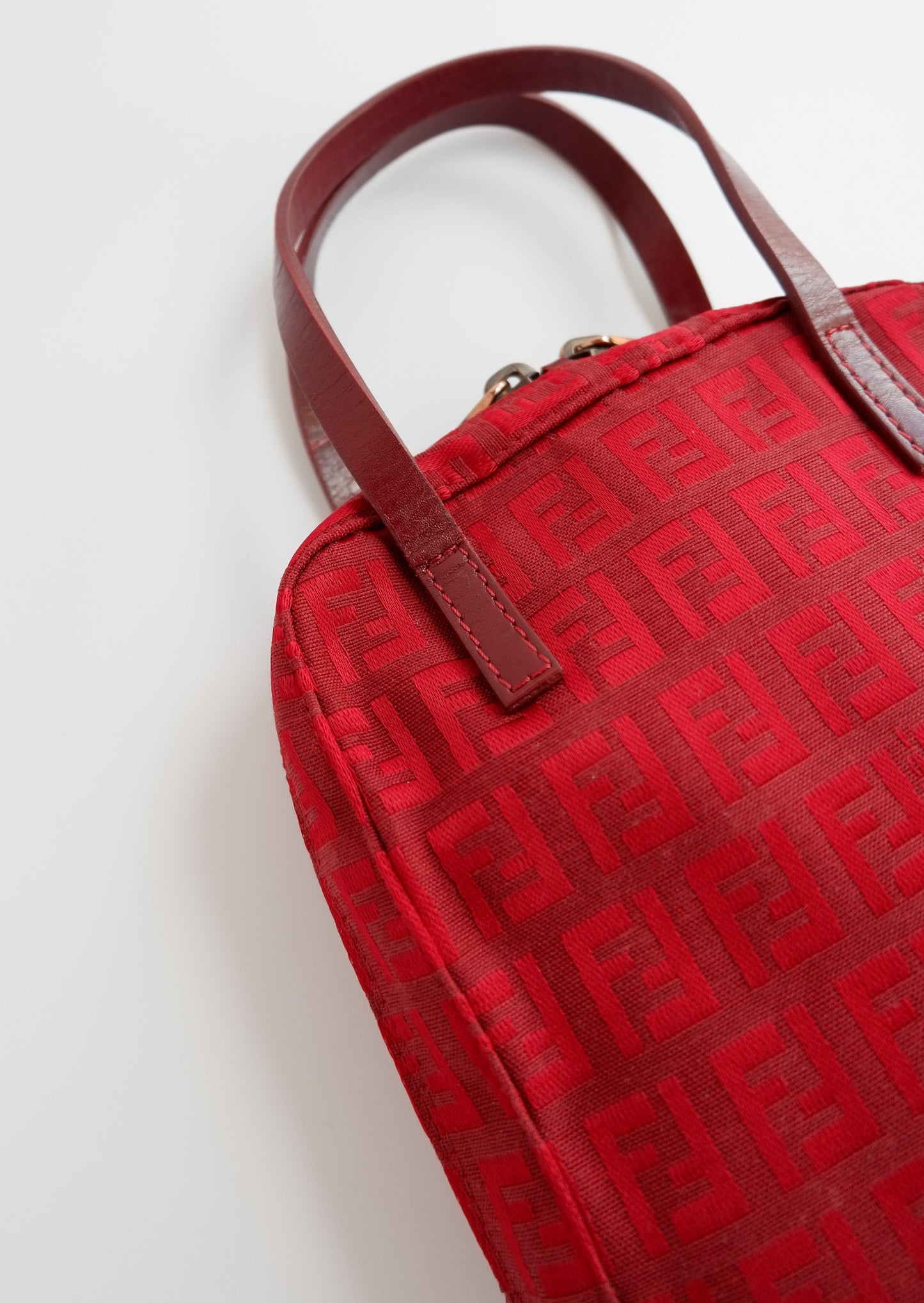 Authentic Preowned Fendi Red Zucchino Mini Handbag