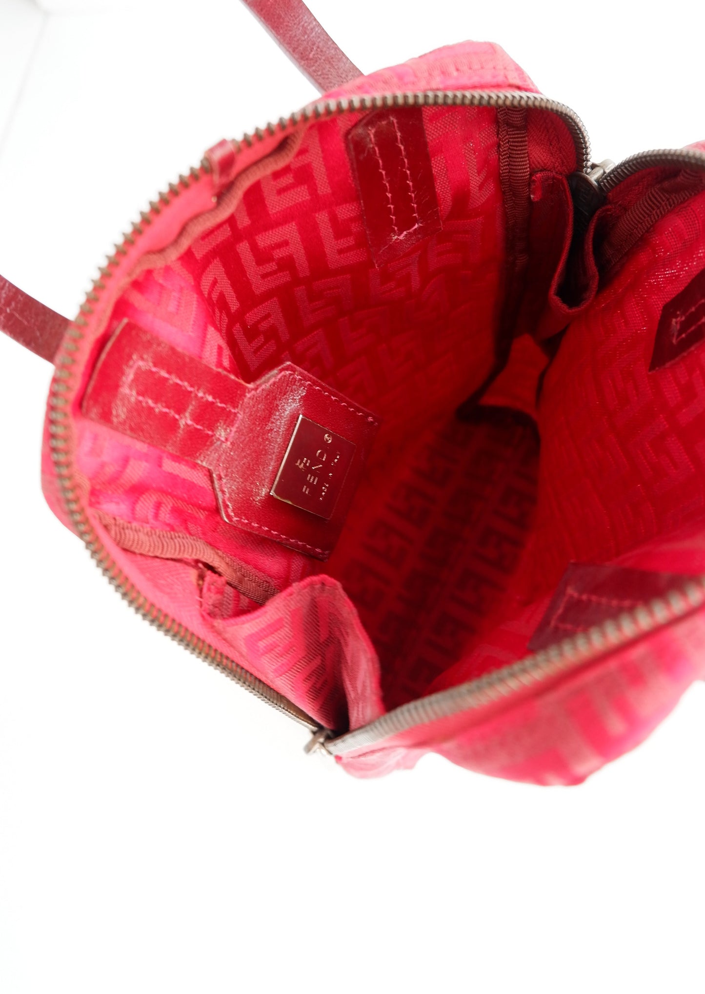 Authentic Preowned Fendi Red Zucchino Mini Handbag