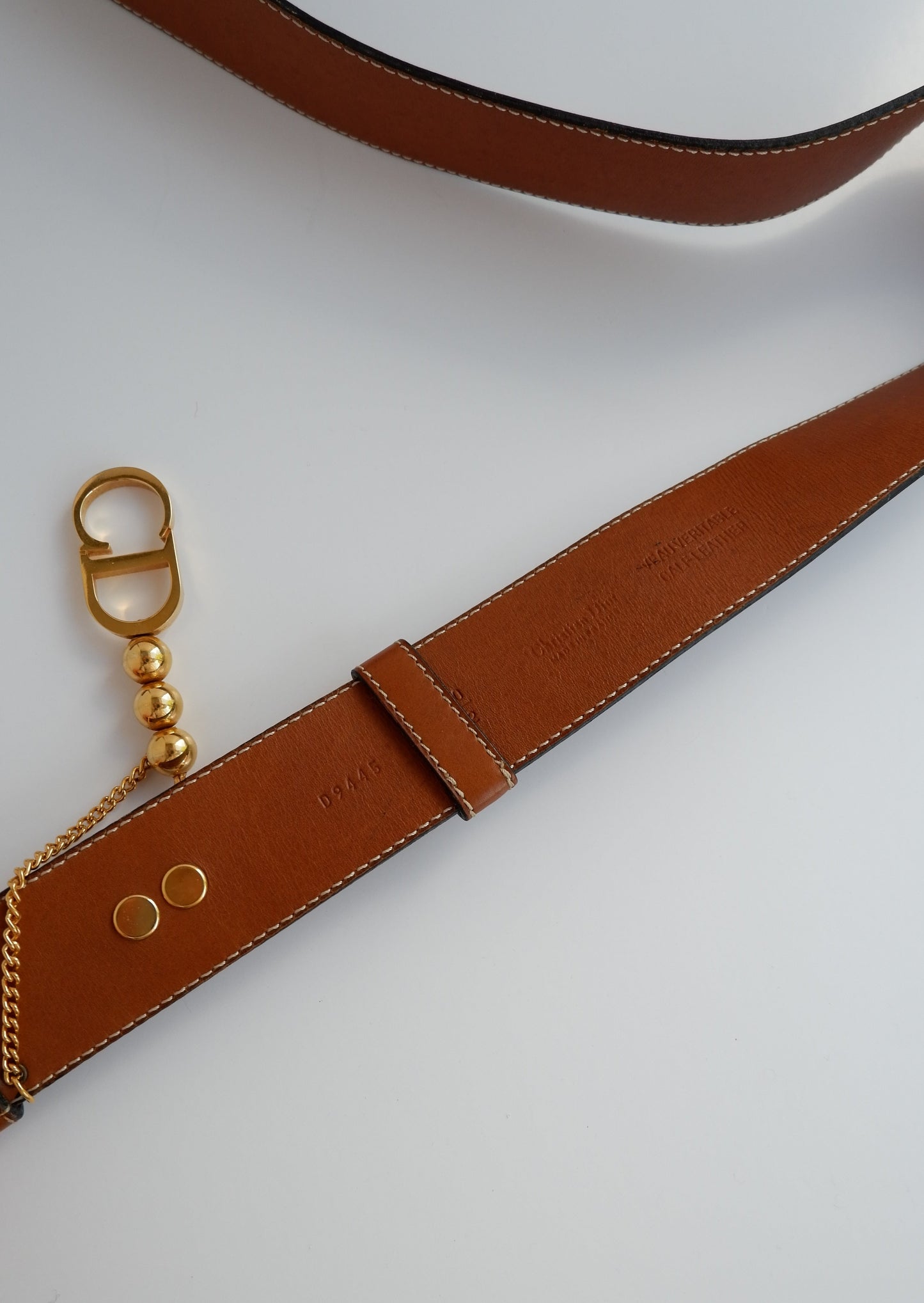 Authentic Preowned Dior Brown CD Gold Chain Belt - 80