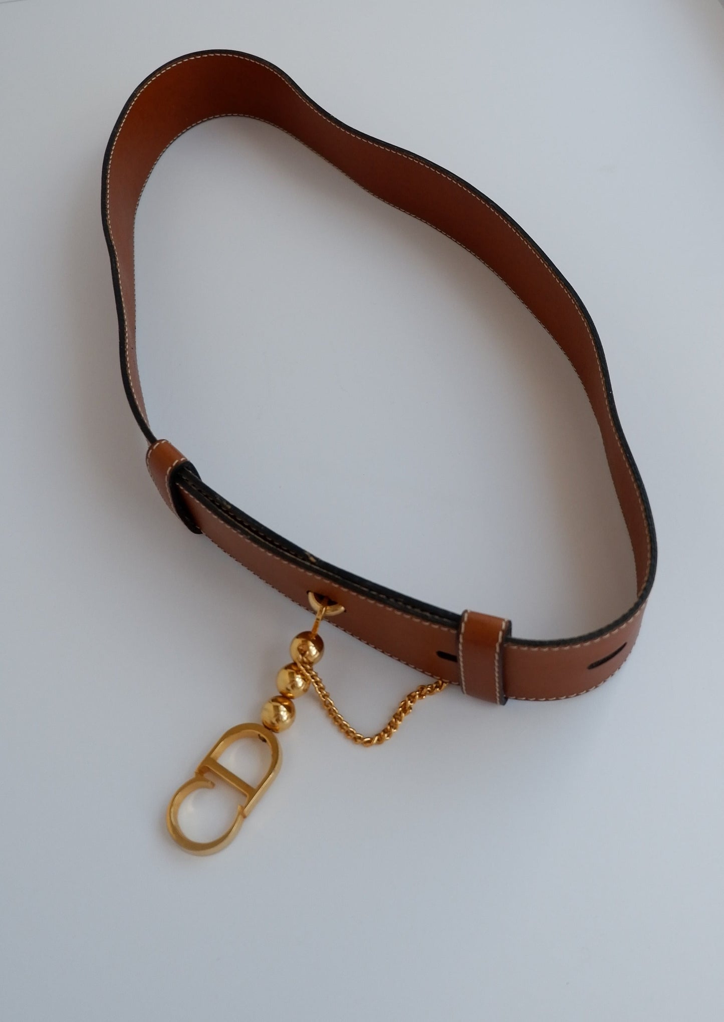 Authentic Preowned Dior Brown CD Gold Chain Belt - 80