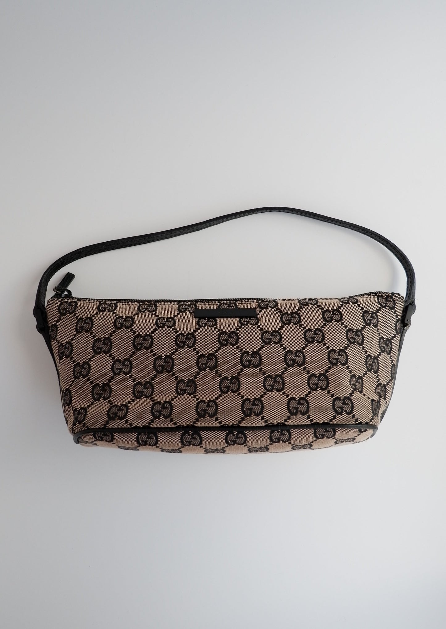Authentic Preowned Gucci Beige/ Black Boat Pochette