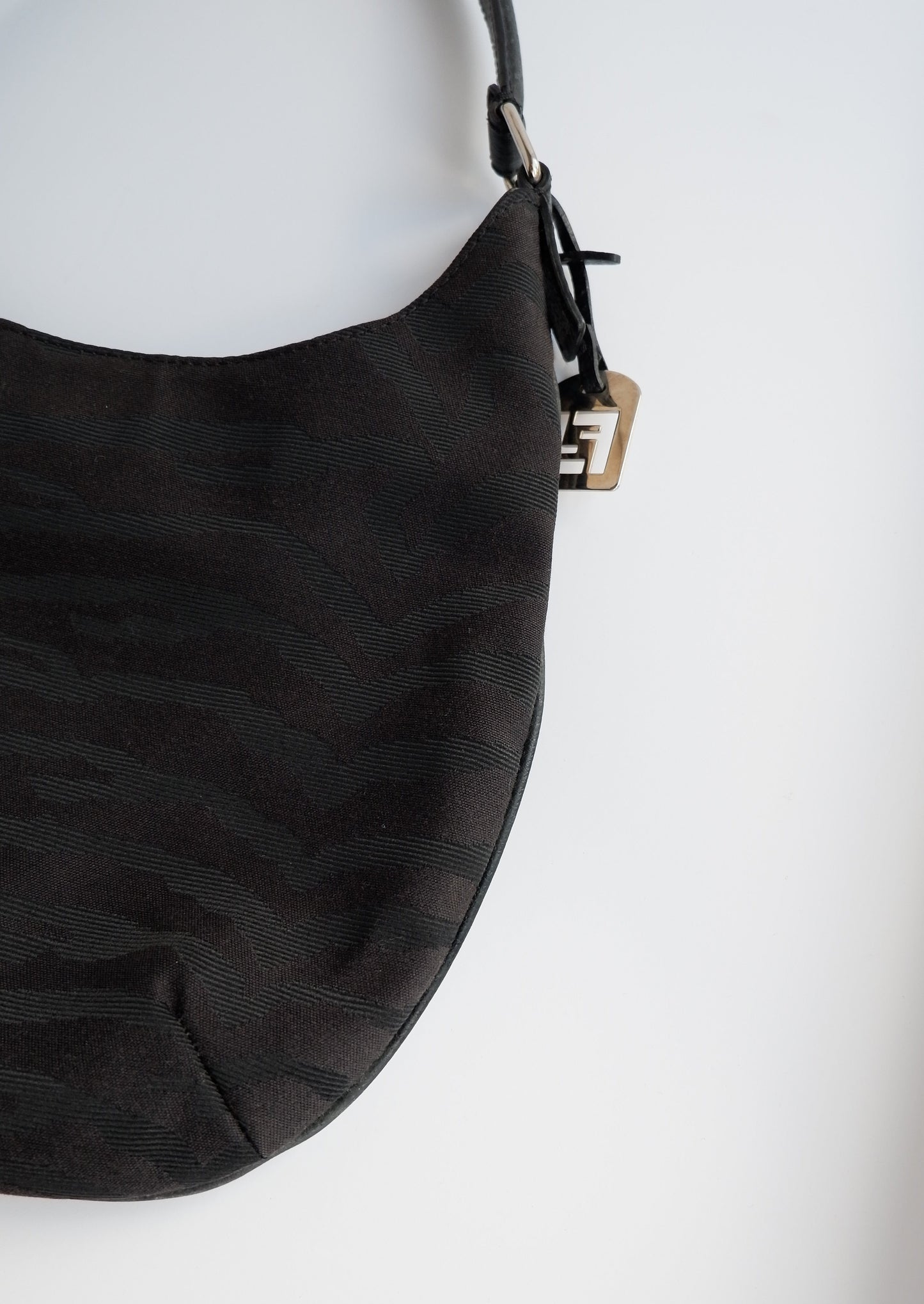 Authentic Preowned Fendi Black Canvas Animal Print Hobo Bag