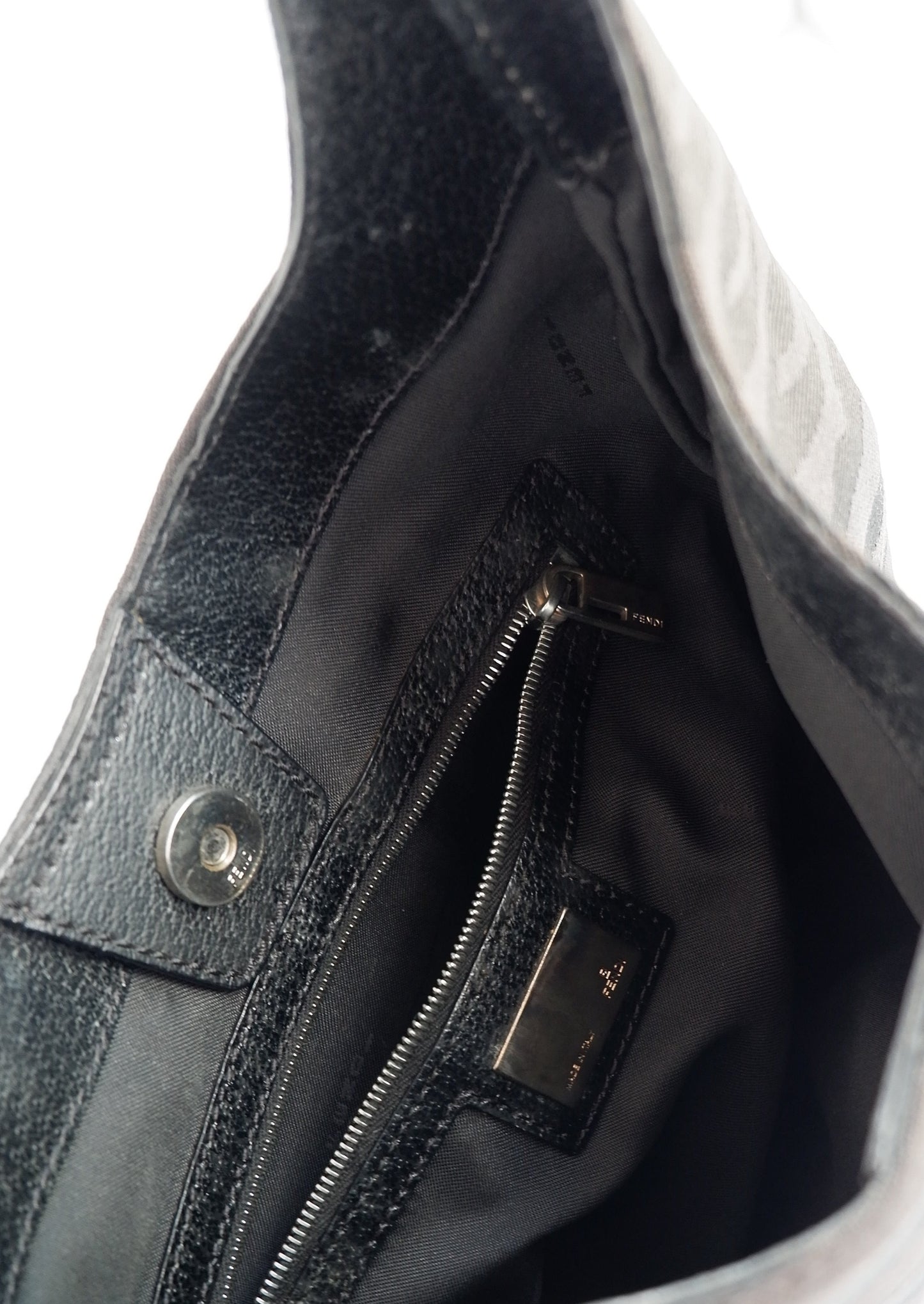 Authentic Preowned Fendi Black Canvas Animal Print Hobo Bag