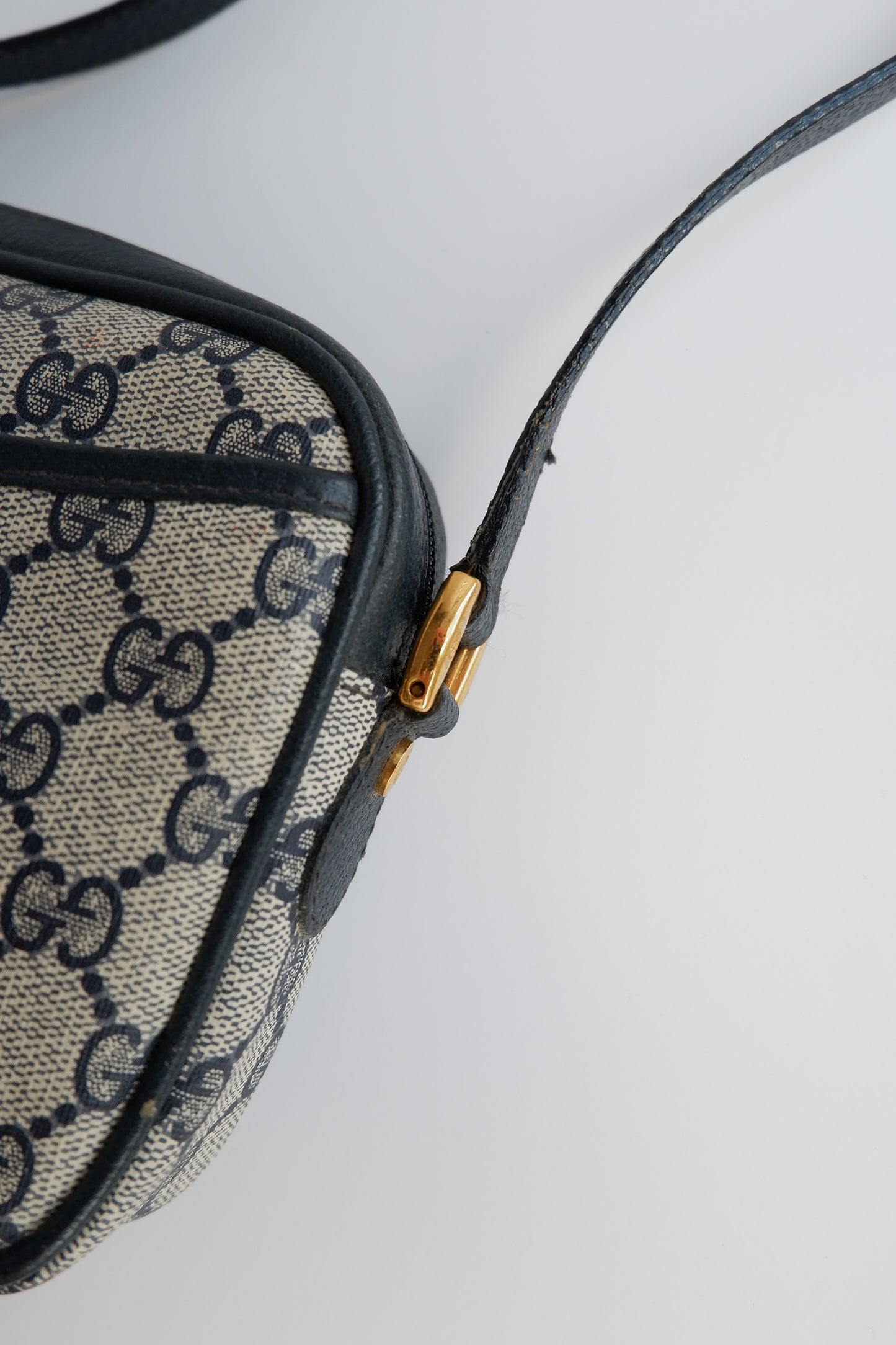 Authentic Preowned Vintage Gucci Navy GG Canvas Crossbody Bag