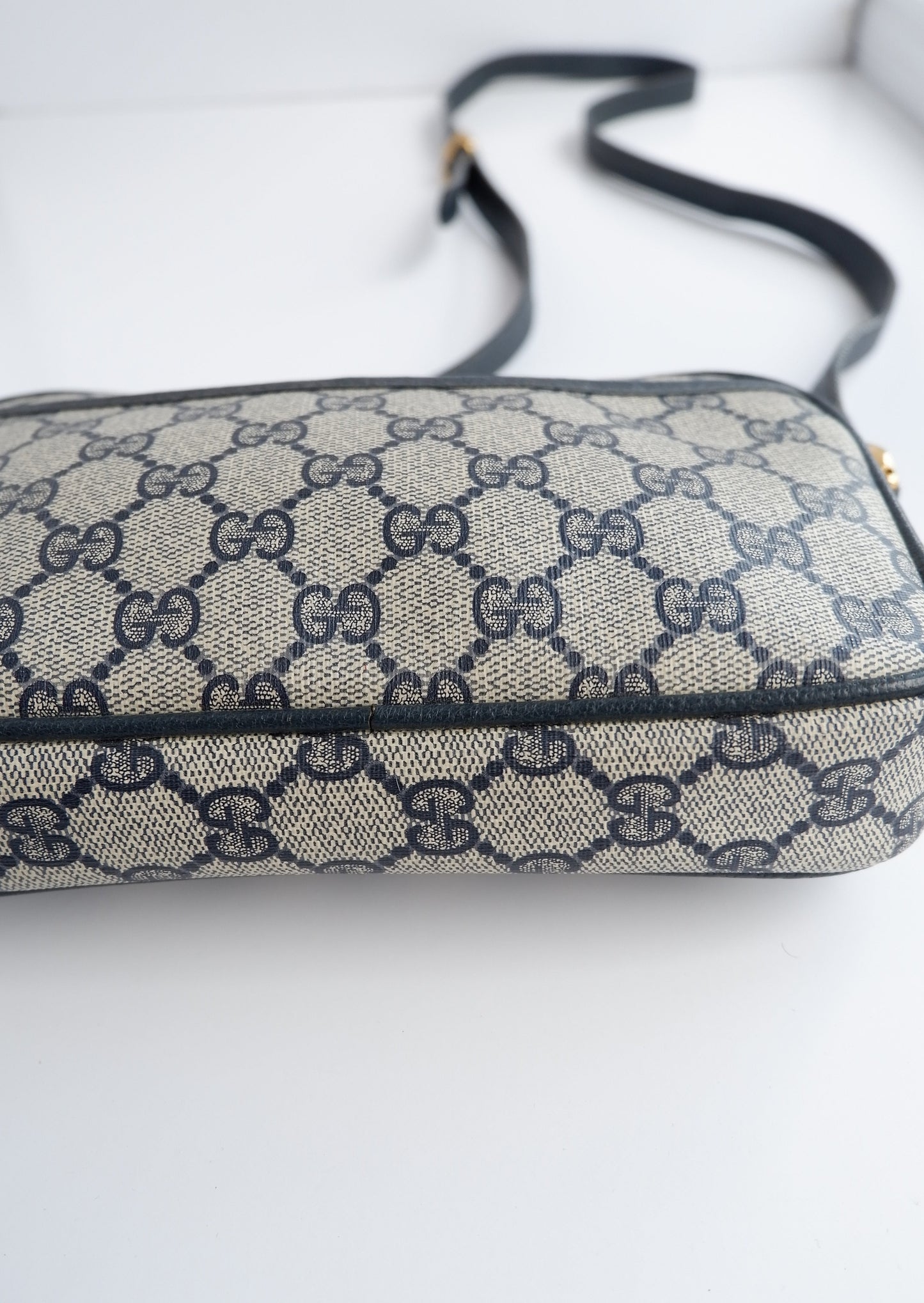 Authentic Preowned Vintage Gucci Navy GG Canvas Crossbody Bag