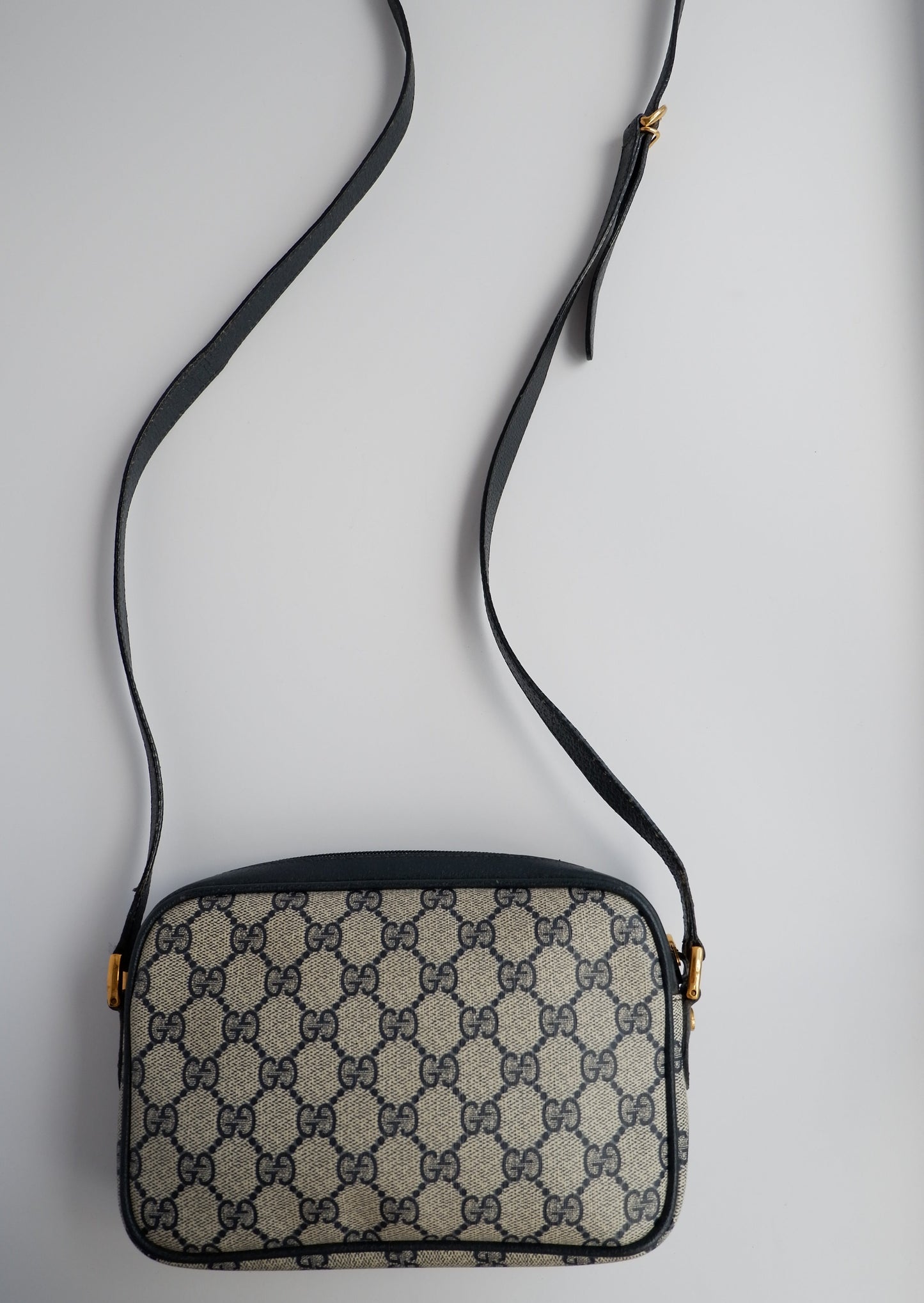 Authentic Preowned Vintage Gucci Navy GG Canvas Crossbody Bag