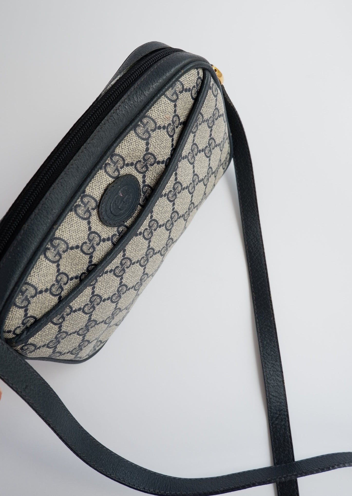 Authentic Preowned Vintage Gucci Navy GG Canvas Crossbody Bag