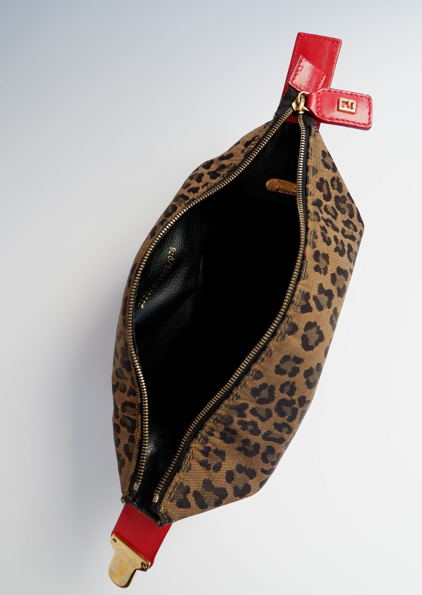 Authentic Preowned Fendi Red Leopard Print Mini Pouch
