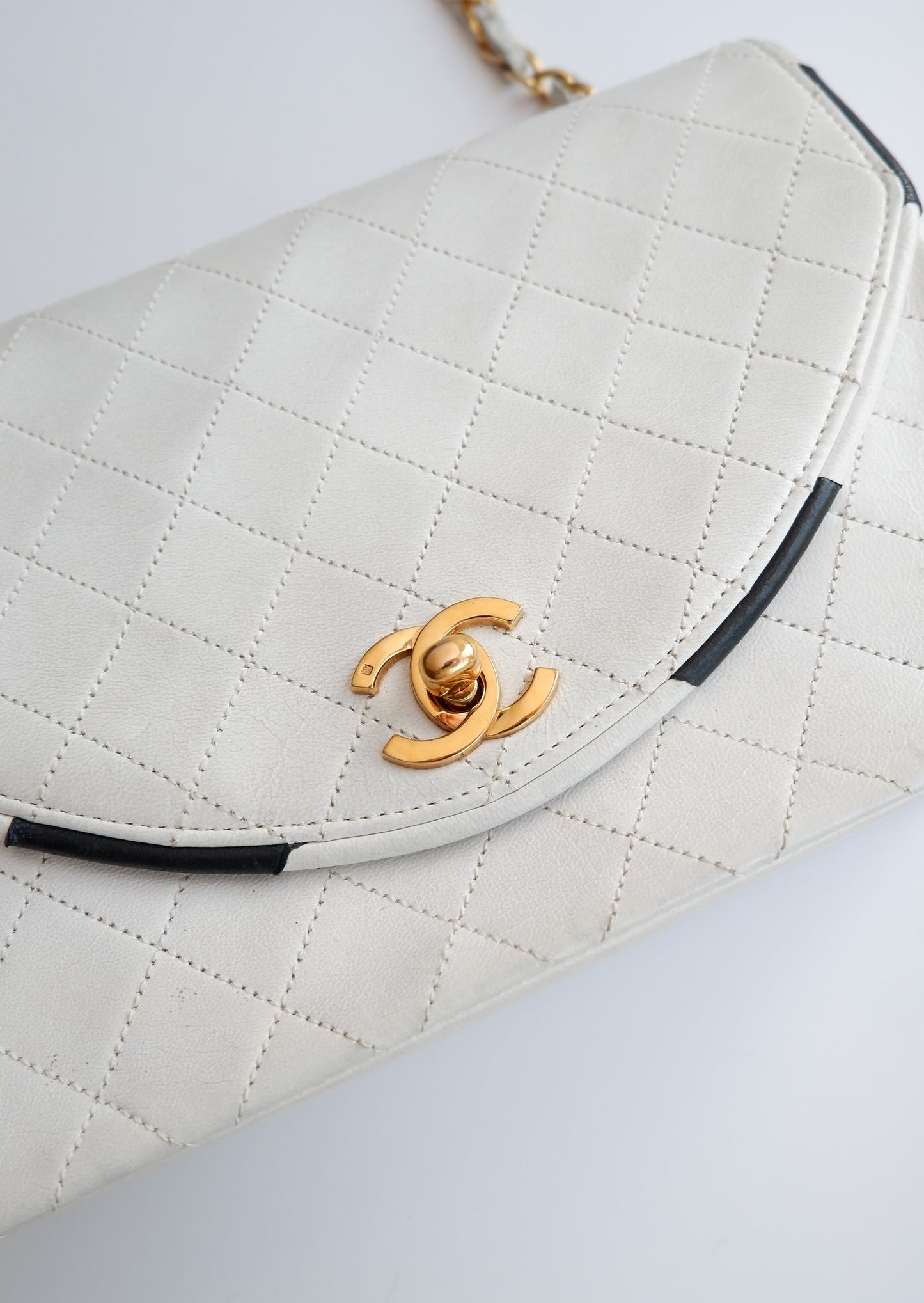 Authentic Preowned Vintage Chanel White Single Flap Bag - GHW