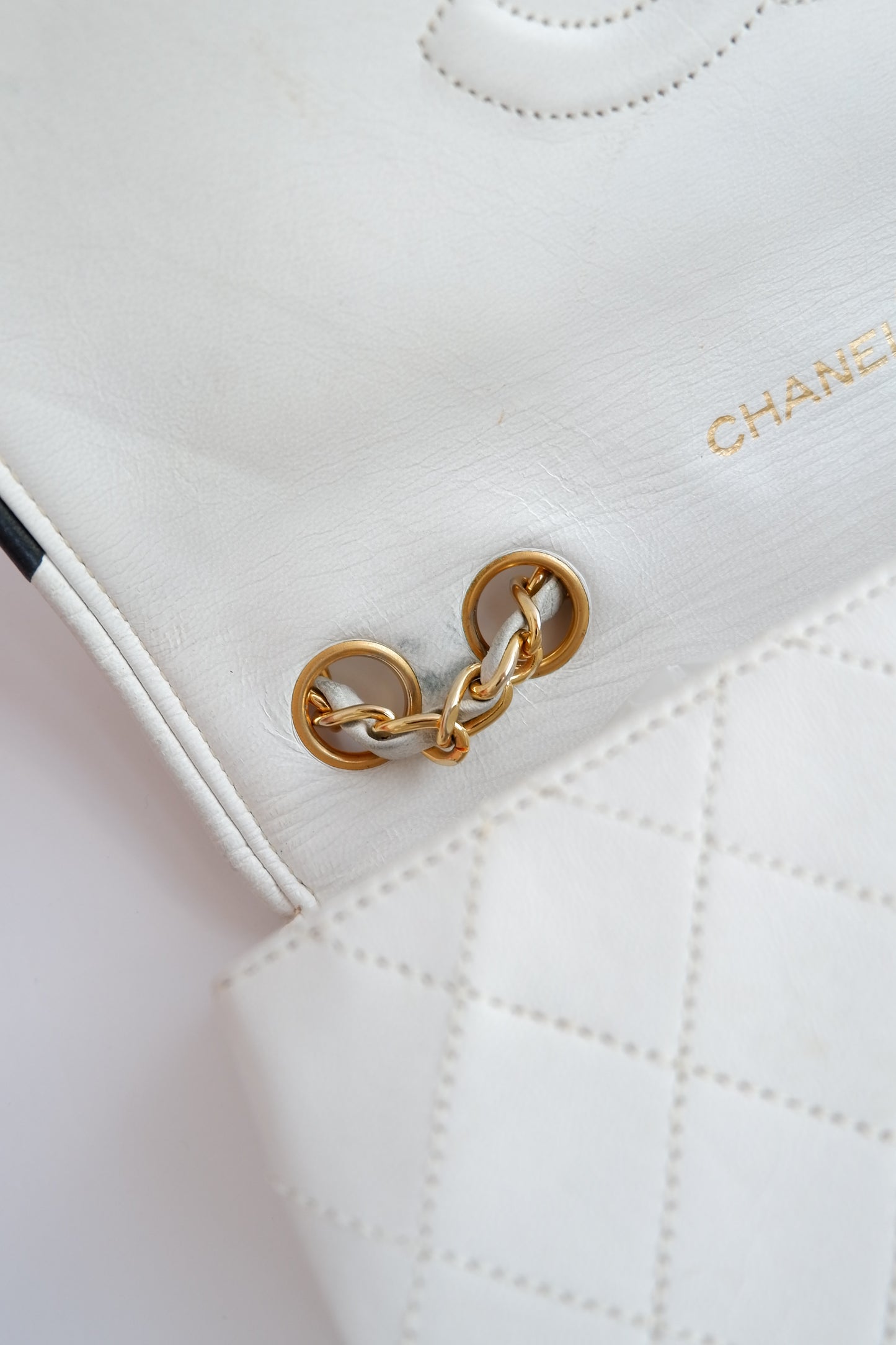 Authentic Preowned Vintage Chanel White Single Flap Bag - GHW