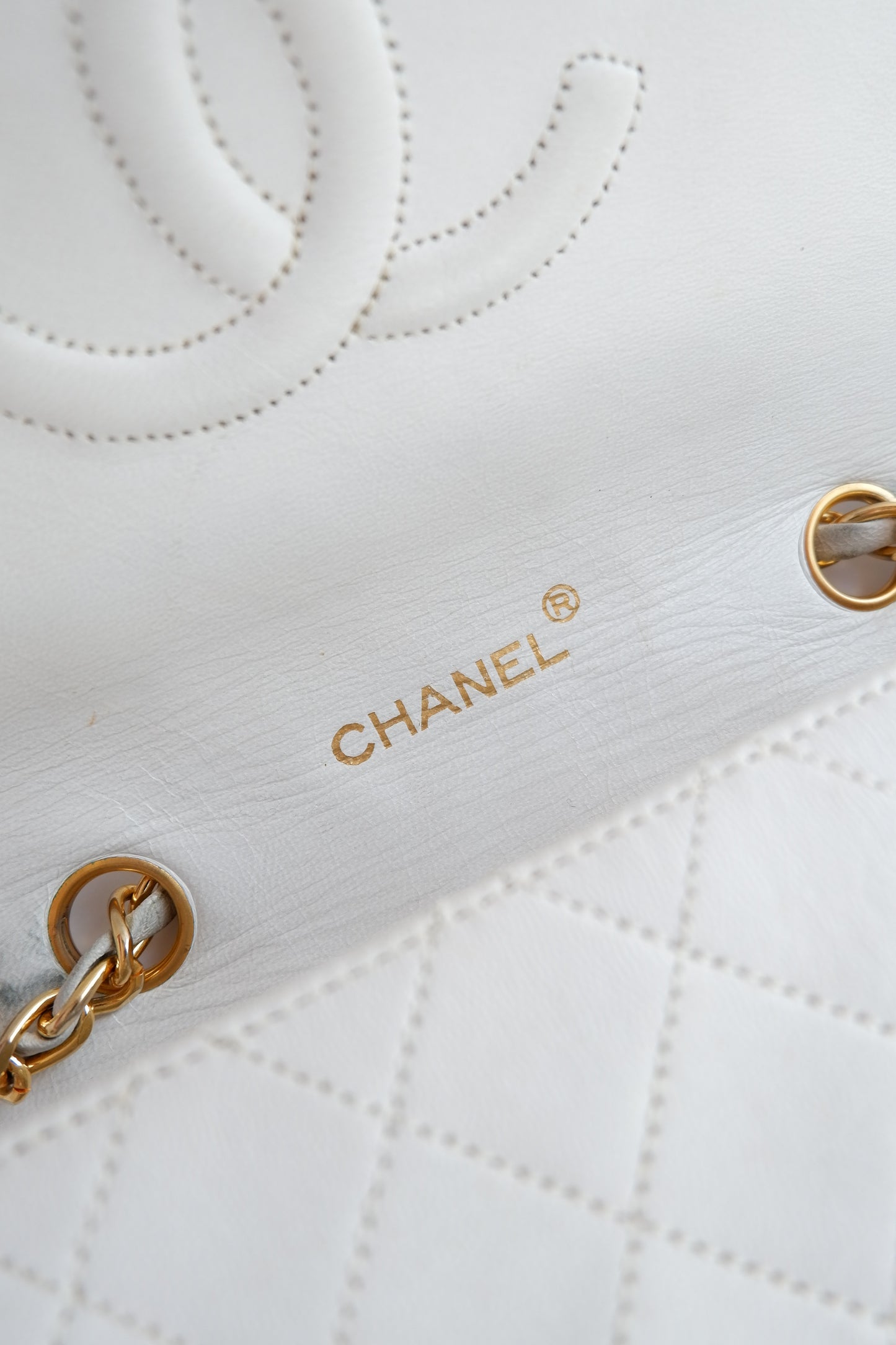 Authentic Preowned Vintage Chanel White Single Flap Bag - GHW