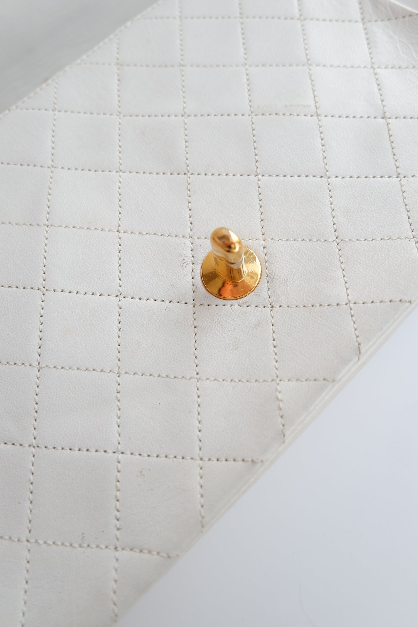 Authentic Preowned Vintage Chanel White Single Flap Bag - GHW