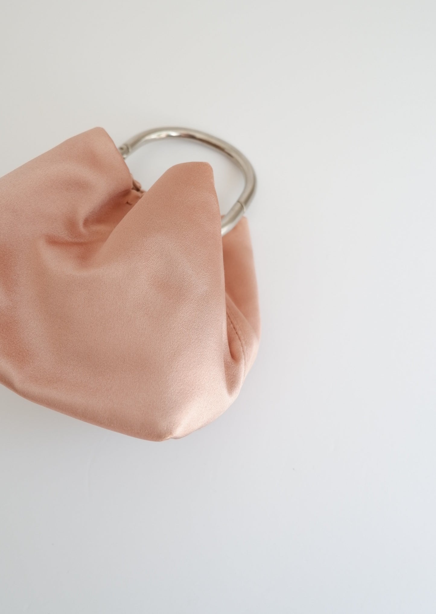 Authentic Preowned Prada Pink Satin Silver Hoop Handle Clutch