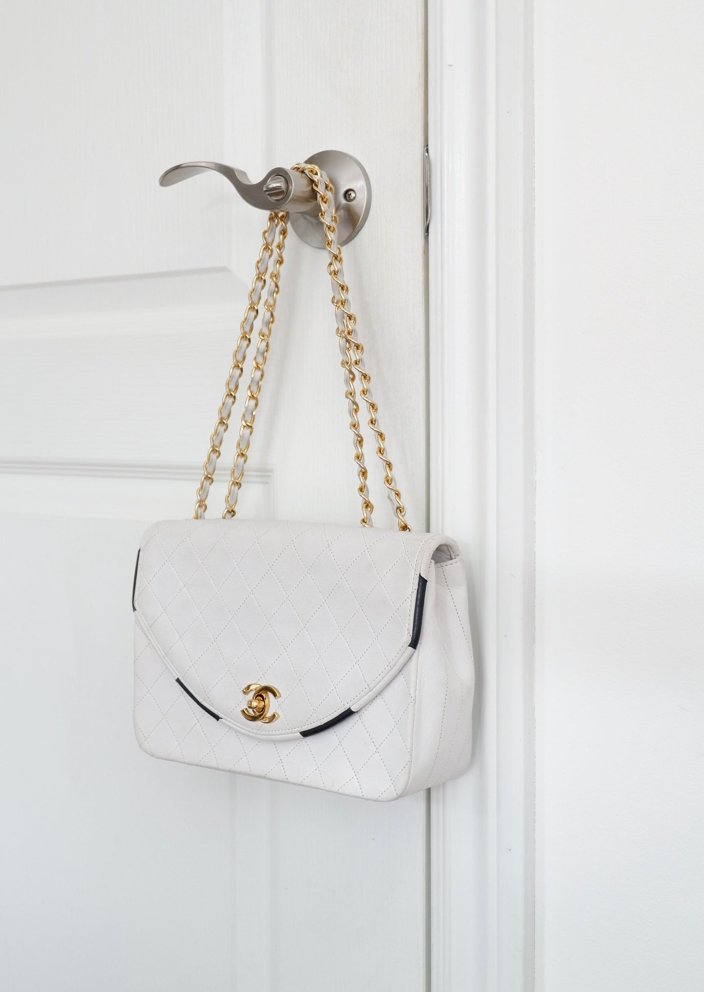 Authentic Preowned Vintage Chanel White Single Flap Bag - GHW