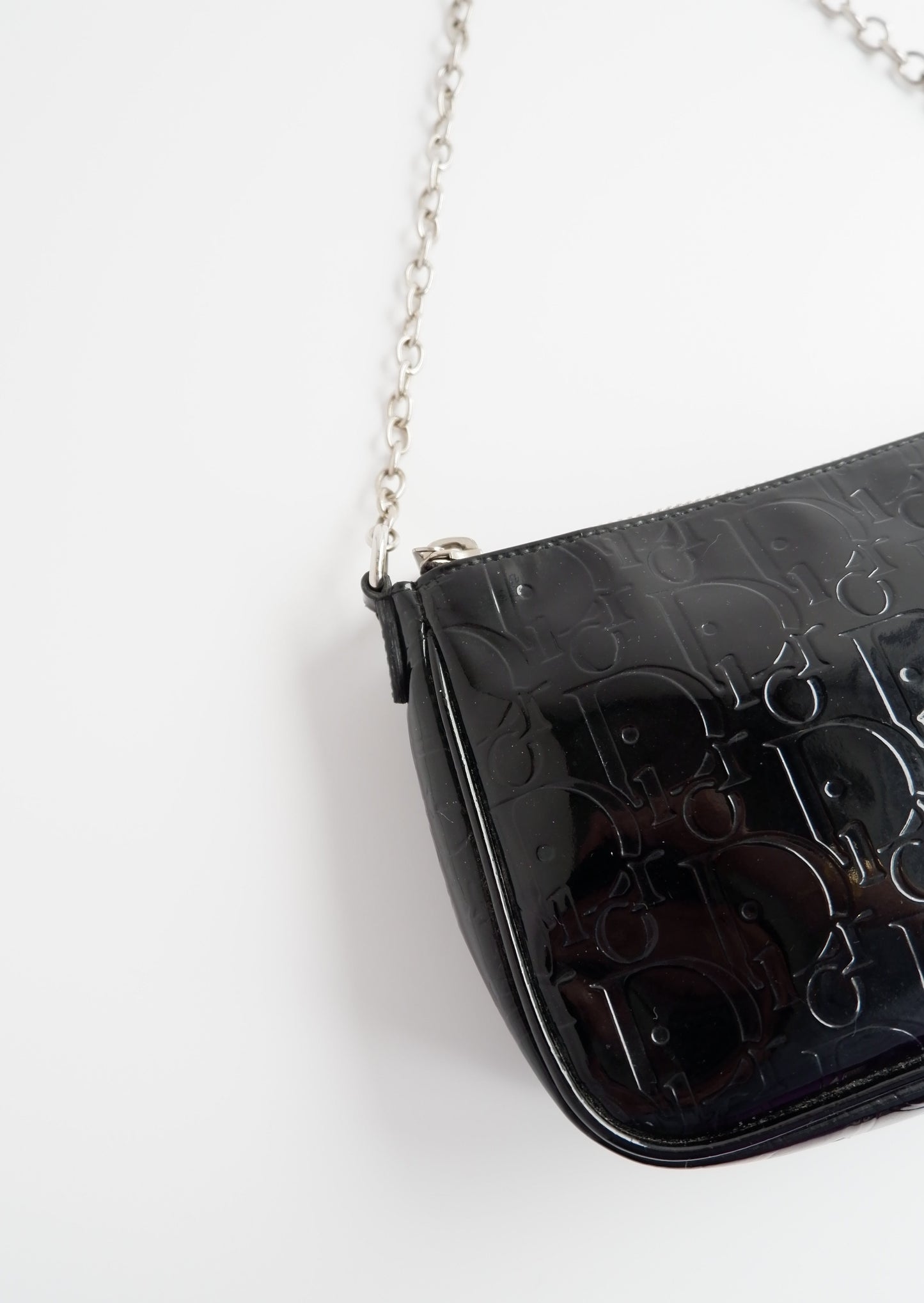 Authentic Preowned Dior Black Patent Leather Logo Shoulder Bag