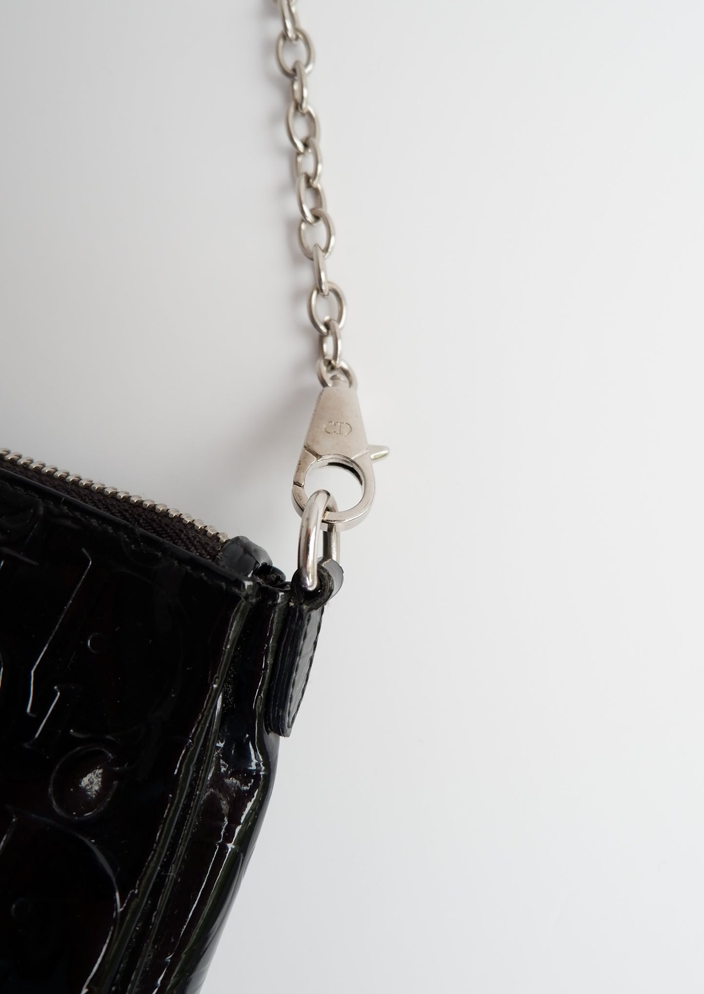 Authentic Preowned Dior Black Patent Leather Logo Shoulder Bag